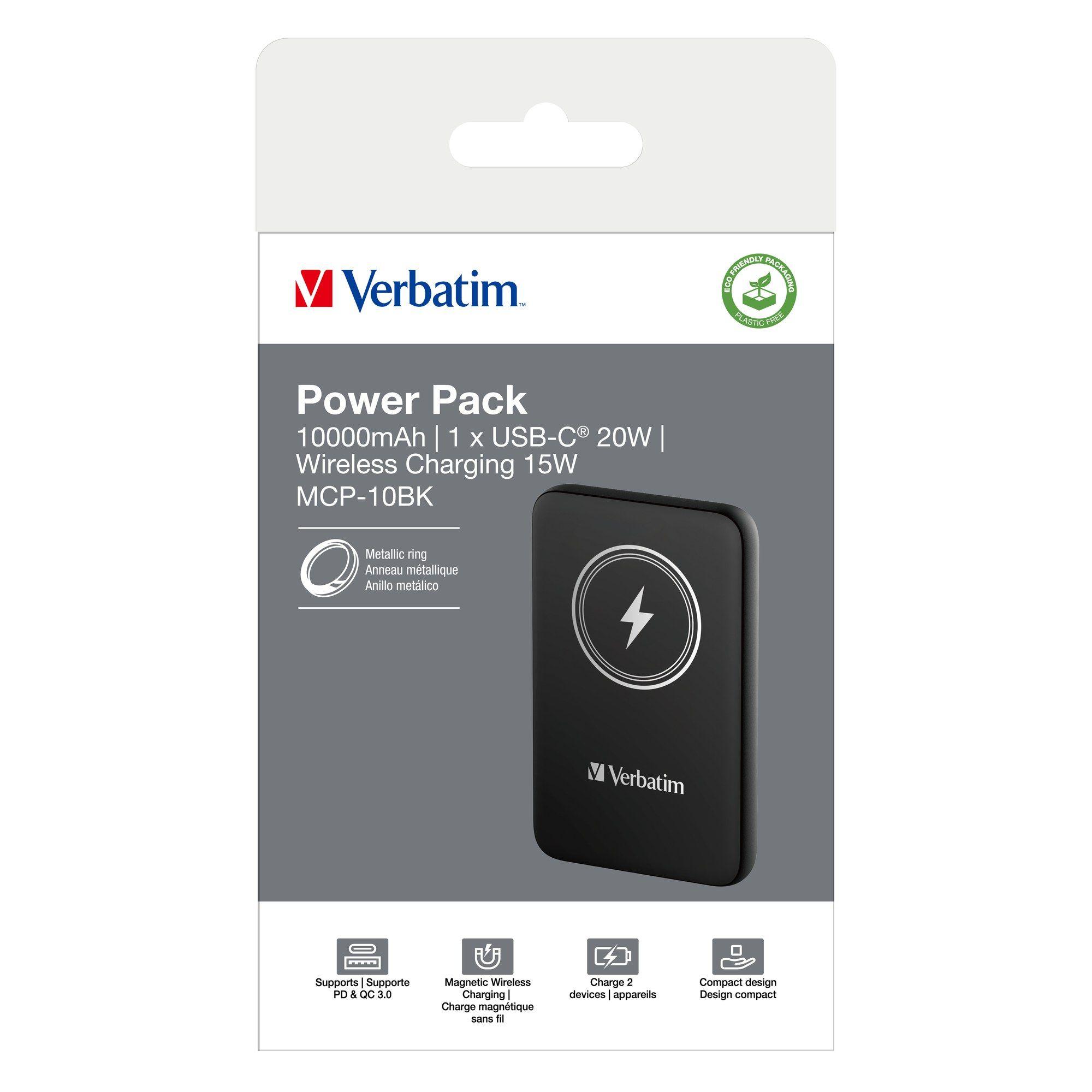 Powerbank Sem Fios VERBATIM Charge 'n' Go (10000 mAh - 20 W - USB Type-C - Preto), miniatura 4