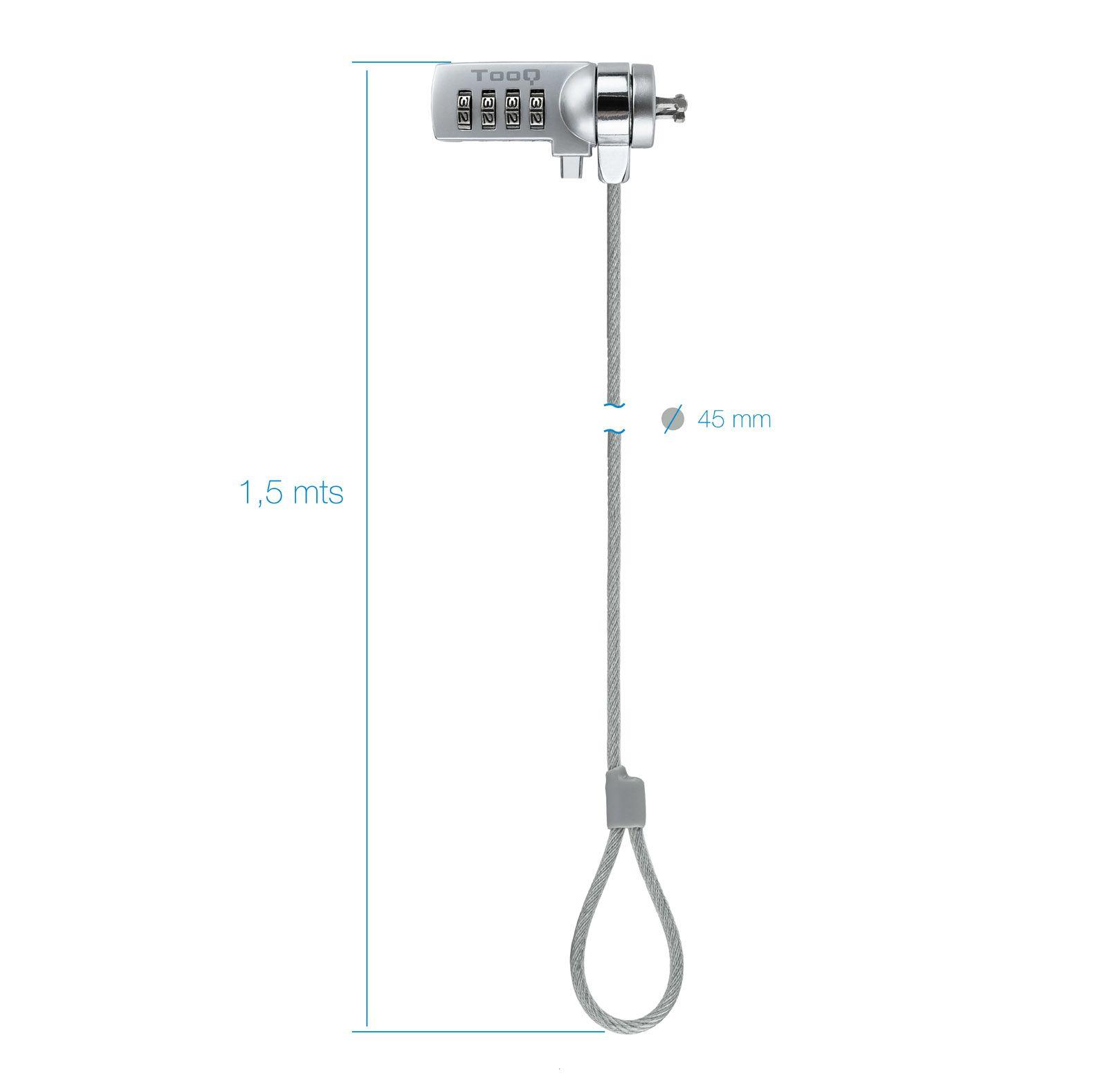 Cadeado de Segurança TOOQ TQCLKC0015 (Universal - Aço, Zinco - Fecho com combinação - Prateado) — miniatura 3