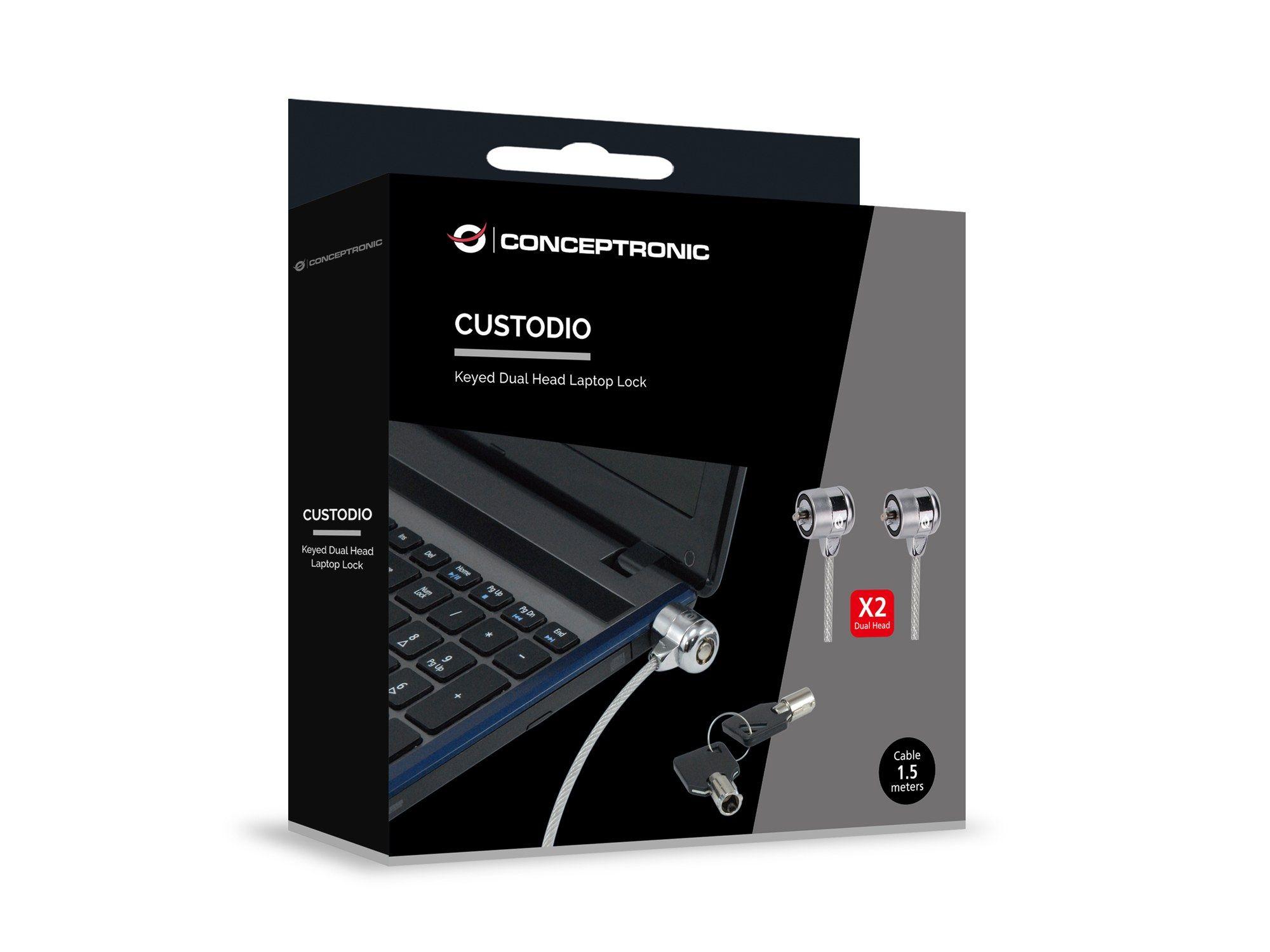 Cadeado de Segurança para Portátil CONCEPTRONIC CNBSLOCK15T (Cabo 1,5 m - Dupla Cabeça - Prateado), miniatura 5
