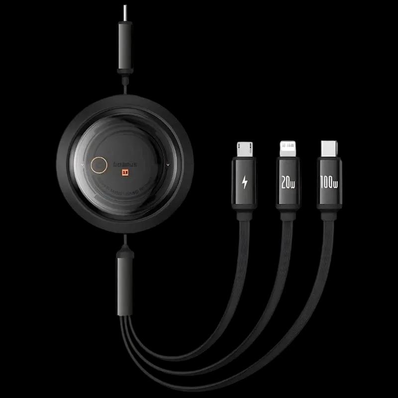 Cabo USB-C BASEUS Free2Draw (1,1 m - USB-C/Micro-USB B/Lightning - USB-C - Preto)