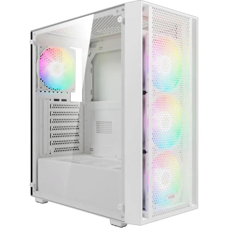 Caixa de Computador GAMDIAS AURA GC2 ELITE WH ARGB (ATX, Micro ATX, Mini-ITX - Midi Tower - ARGB - Branco)