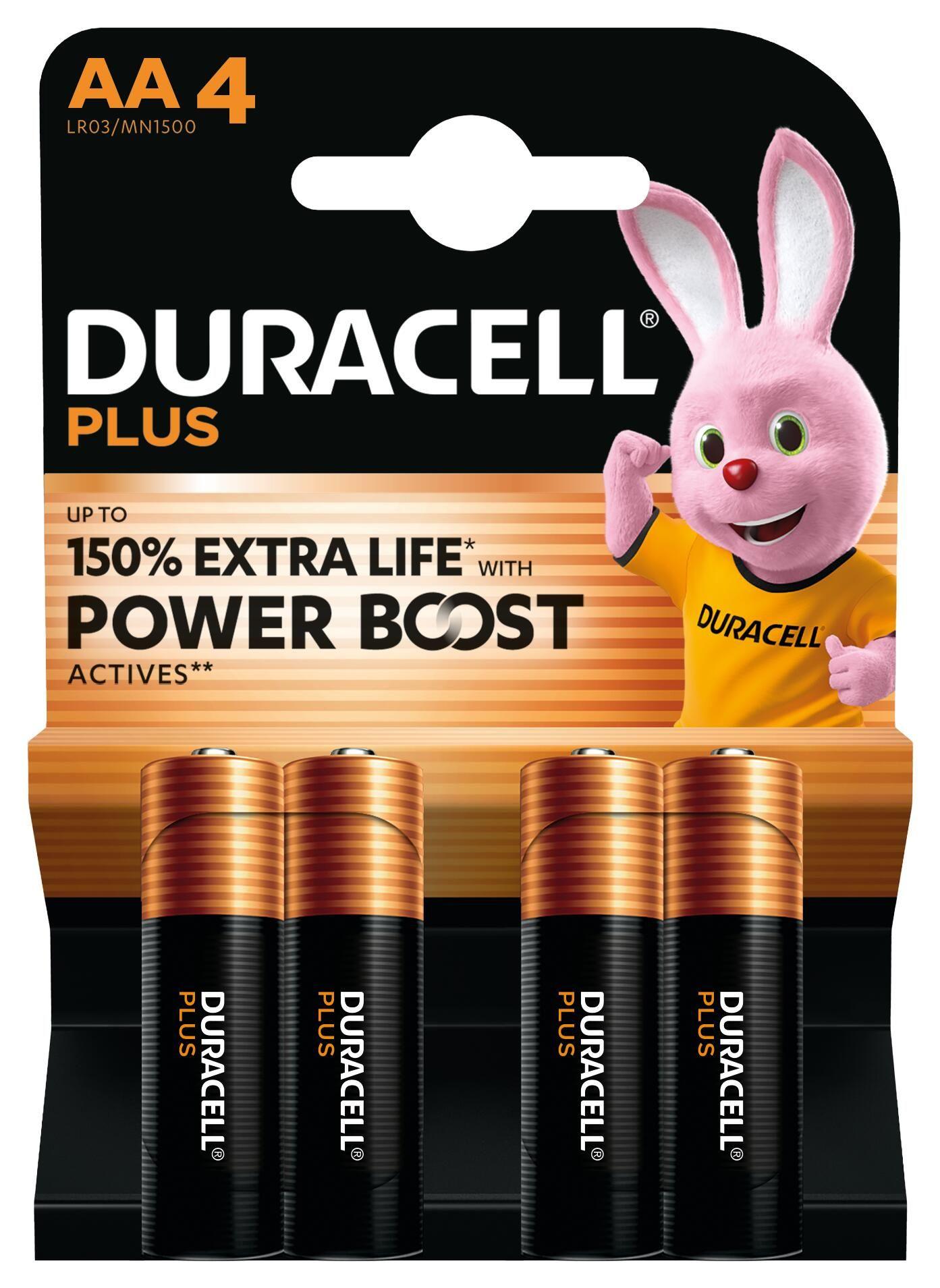 Pilhas Alcalinas DURACELL Plus Power Boost AA LR6 (Preto e Dourado)