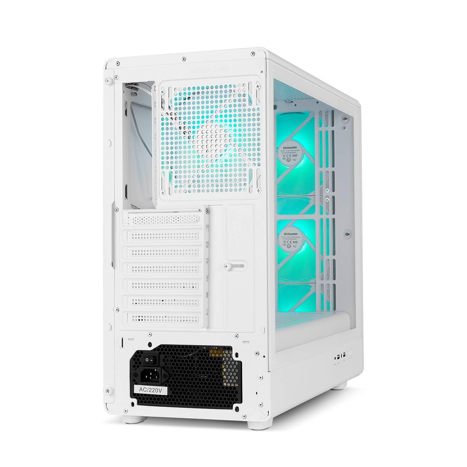 Caixa PC NOX Hummer Hyperflow Aero ARGB (ATX, ITX, micro ATX - Midi Tower - 17,4 cm - Branco) — miniatura 3