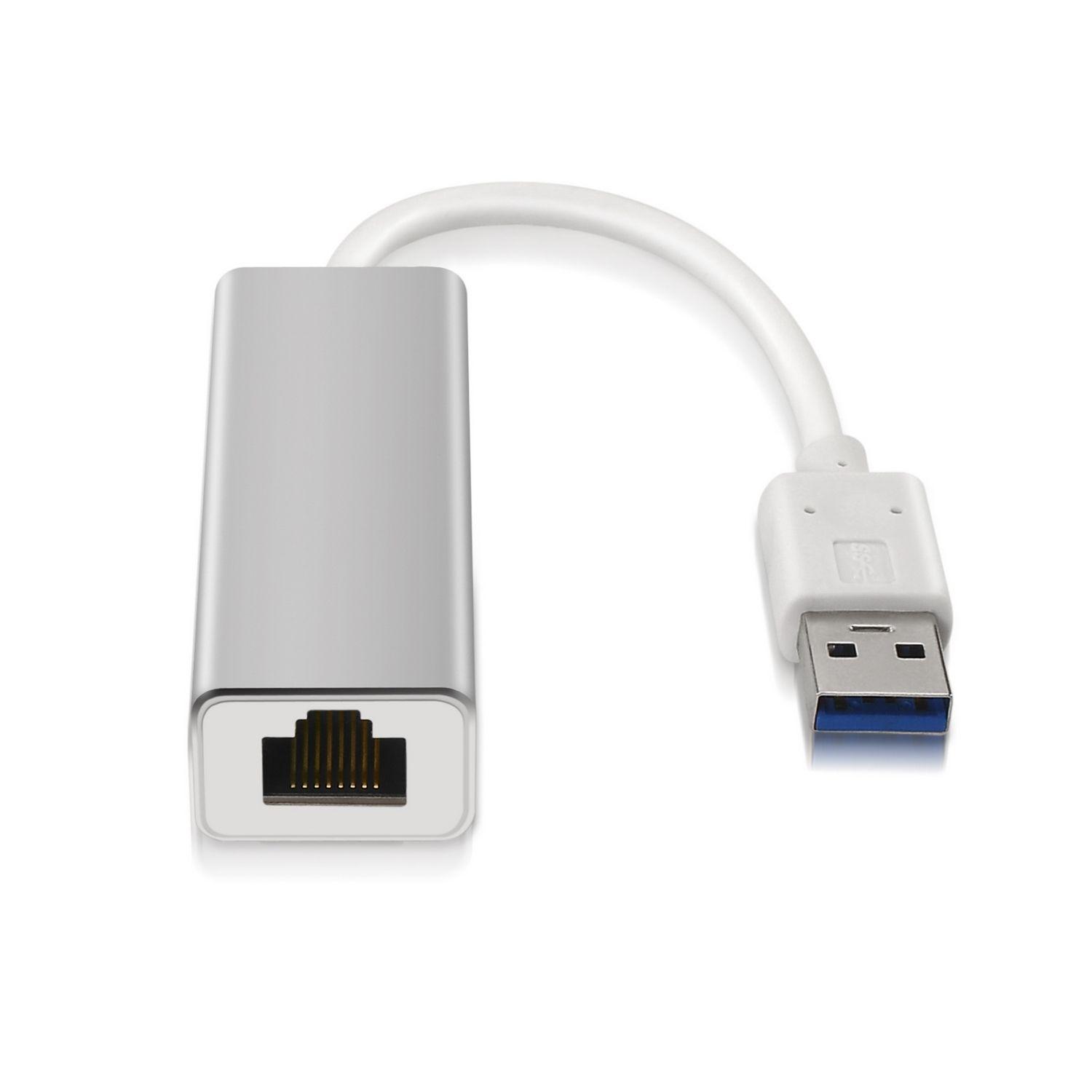 Adaptador de Rede AISENS A106-0049 (0,15 m - USB 3.0 - RJ-45 - Prateado e Branco)