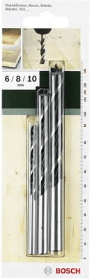 Conjunto de Brocas Espirais para Madeira BOSCH 2609255308 (3 Peças - 6/8/10 mm - Haste Cilíndrica)