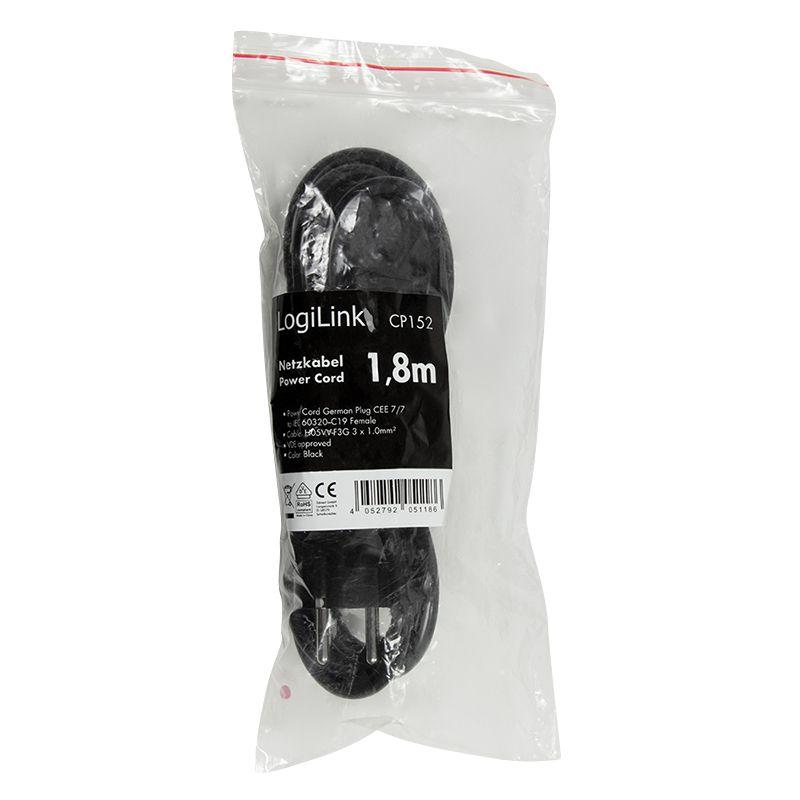 Cabo de Alimentação LOGILINK CP152 (1,8 m - CEE7/7 - IEC C19 - Preto), miniatura 4
