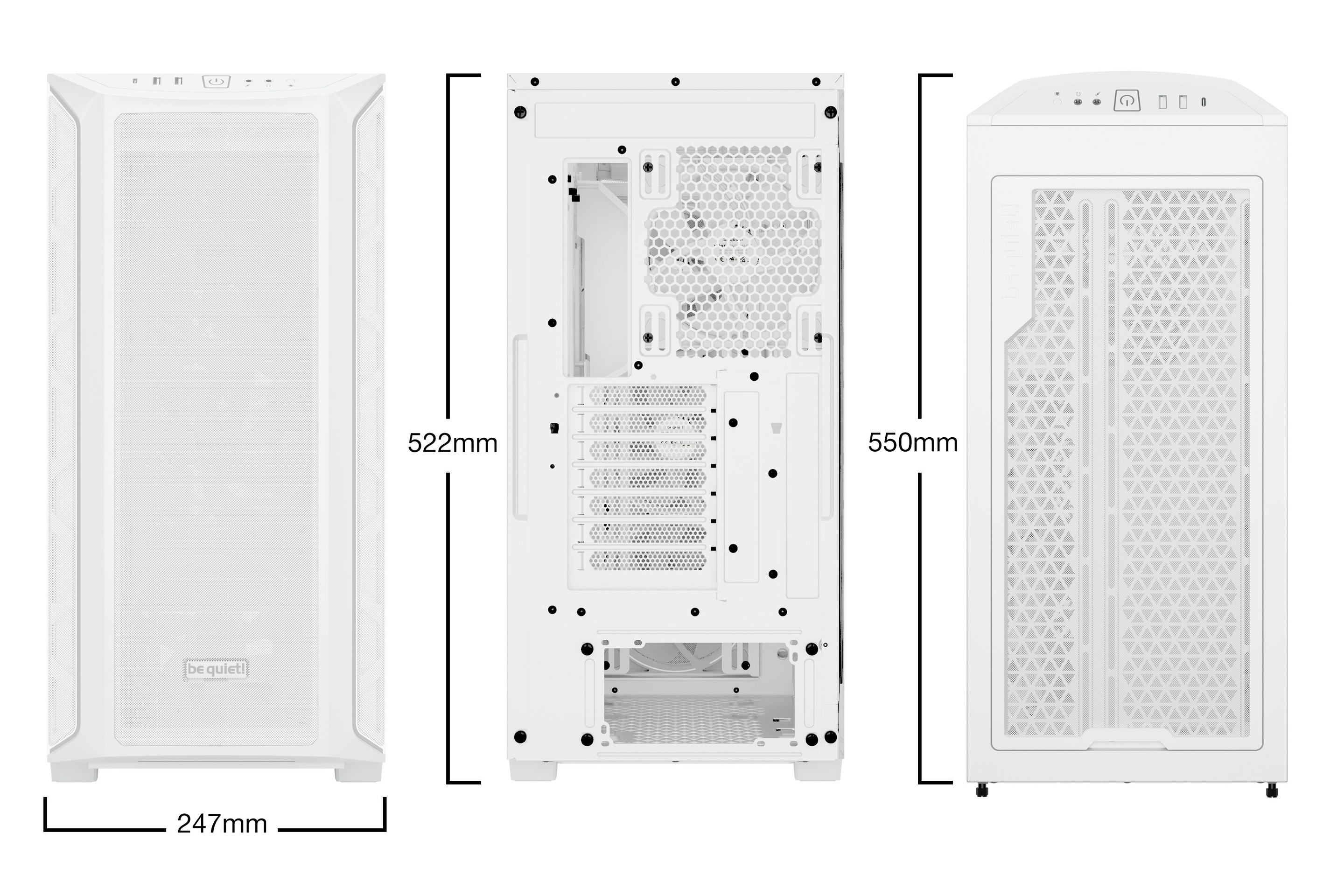 Caixa PC BE QUIET! Shadow Base 800 FX (ATX, EATX, micro ATX, Mini-ITX - ATX, PS2 - Midi Tower - Branco) — miniatura 2