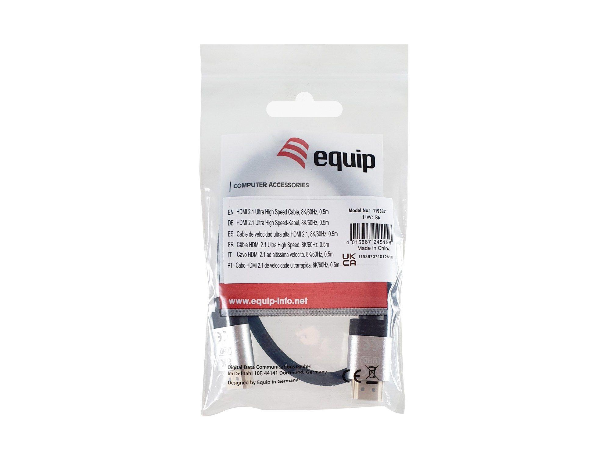 Cabo HDMI EQUIP 119387 (0,5 m - 240 Hz - HDMI Tipo A, macho, reto - Preto), miniatura 3