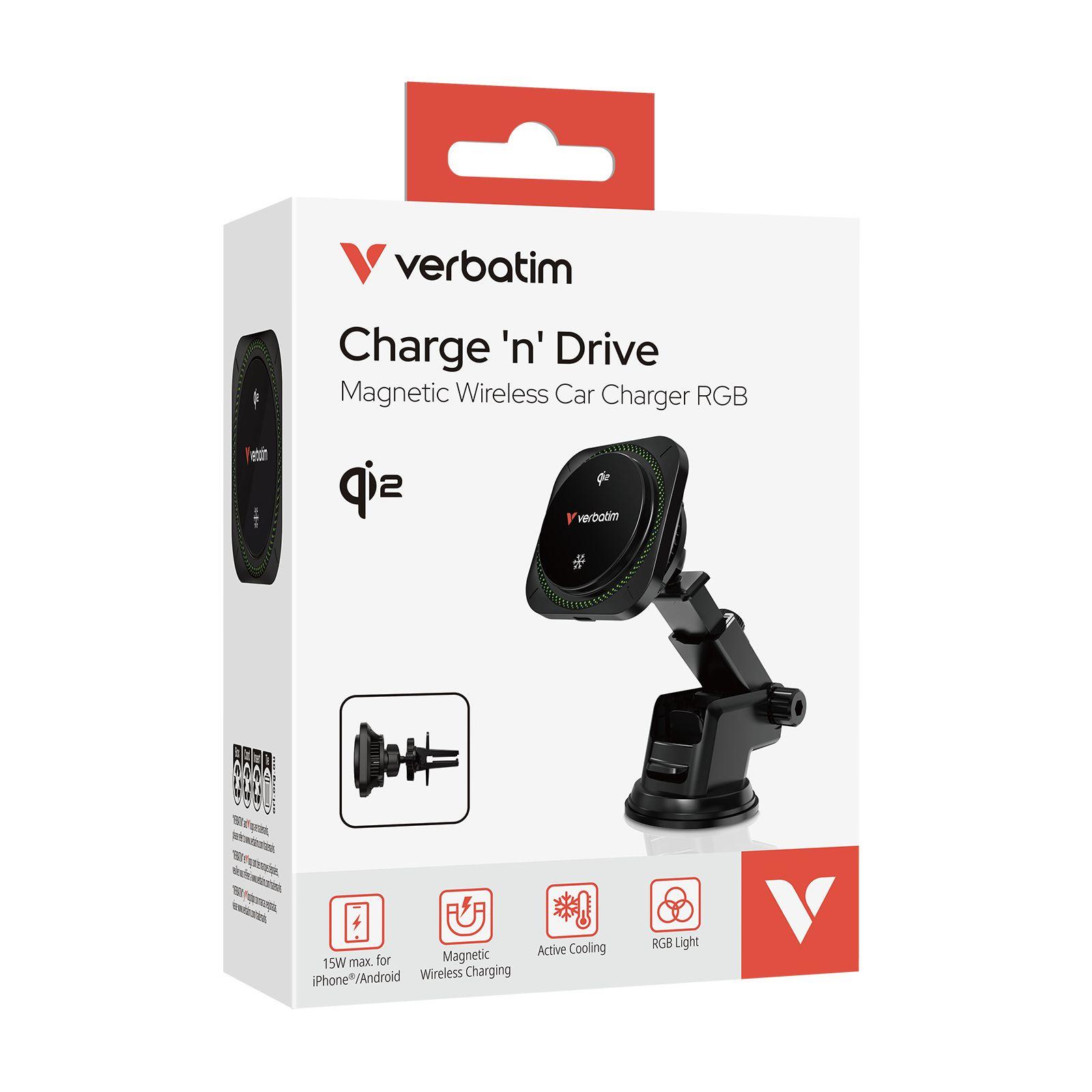 Carregador Sem Fios para Automóvel VERBATIM Charge 'n' Drive CND-01 (Smartphones Android e iOS - USB-C - Preto), miniatura 2