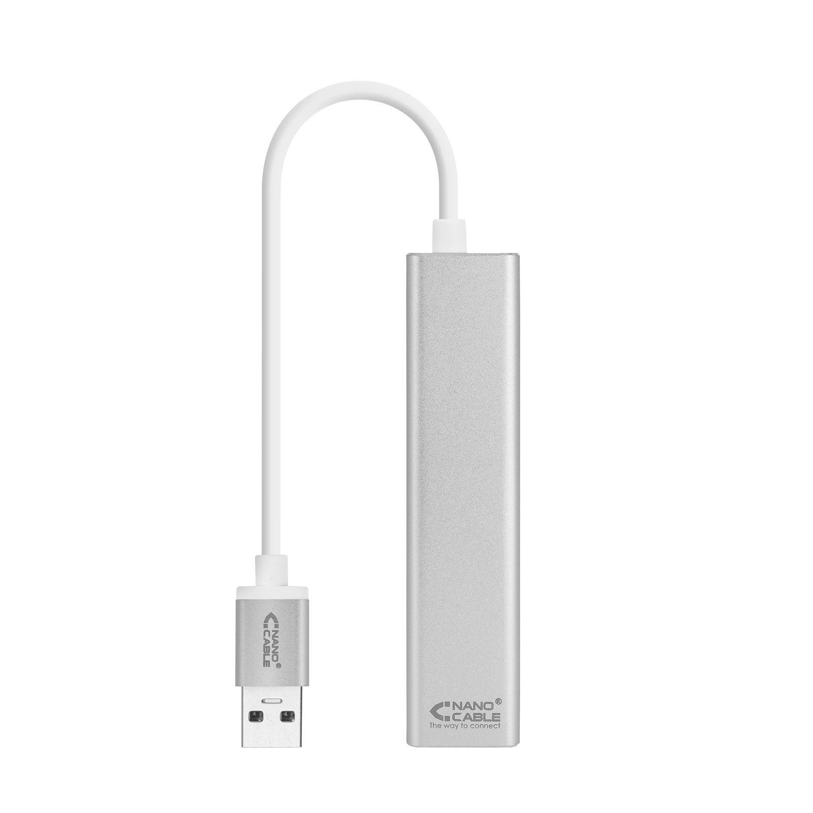 Adaptador USB para Ethernet NANOCABLE 10.03.0403 (Ethernet - USB - 1000 Mbit/s - Prateado)