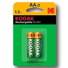Pilhas Recarregáveis KODAK AA LR6 (Ni-MH - 2600 mAh - Pack de 2)