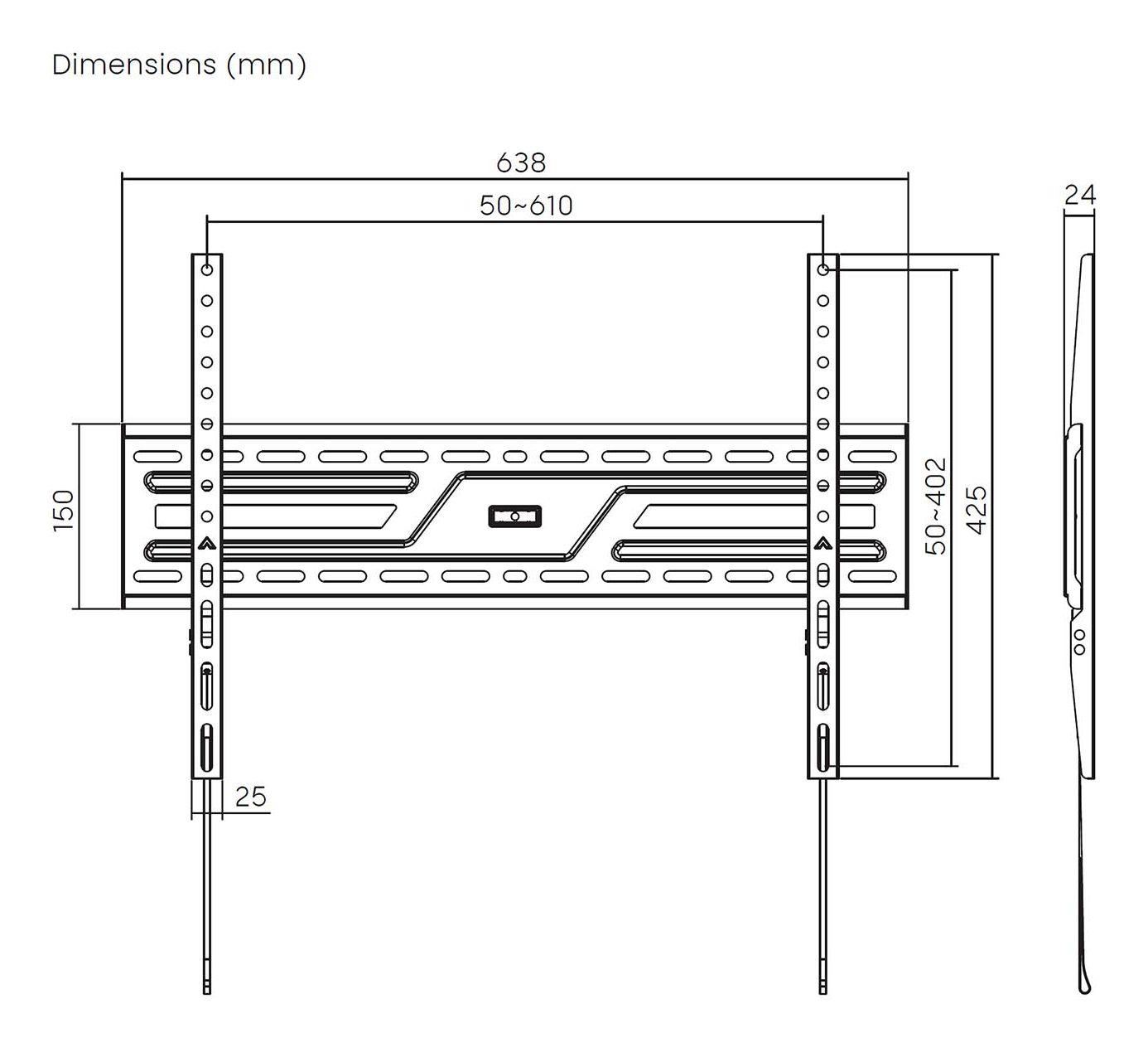 Suporte de Parede TV AISENS WT86F-313 (600 x 400 mm - 50 x 50 mm - 2,18 m - Preto), miniatura 6