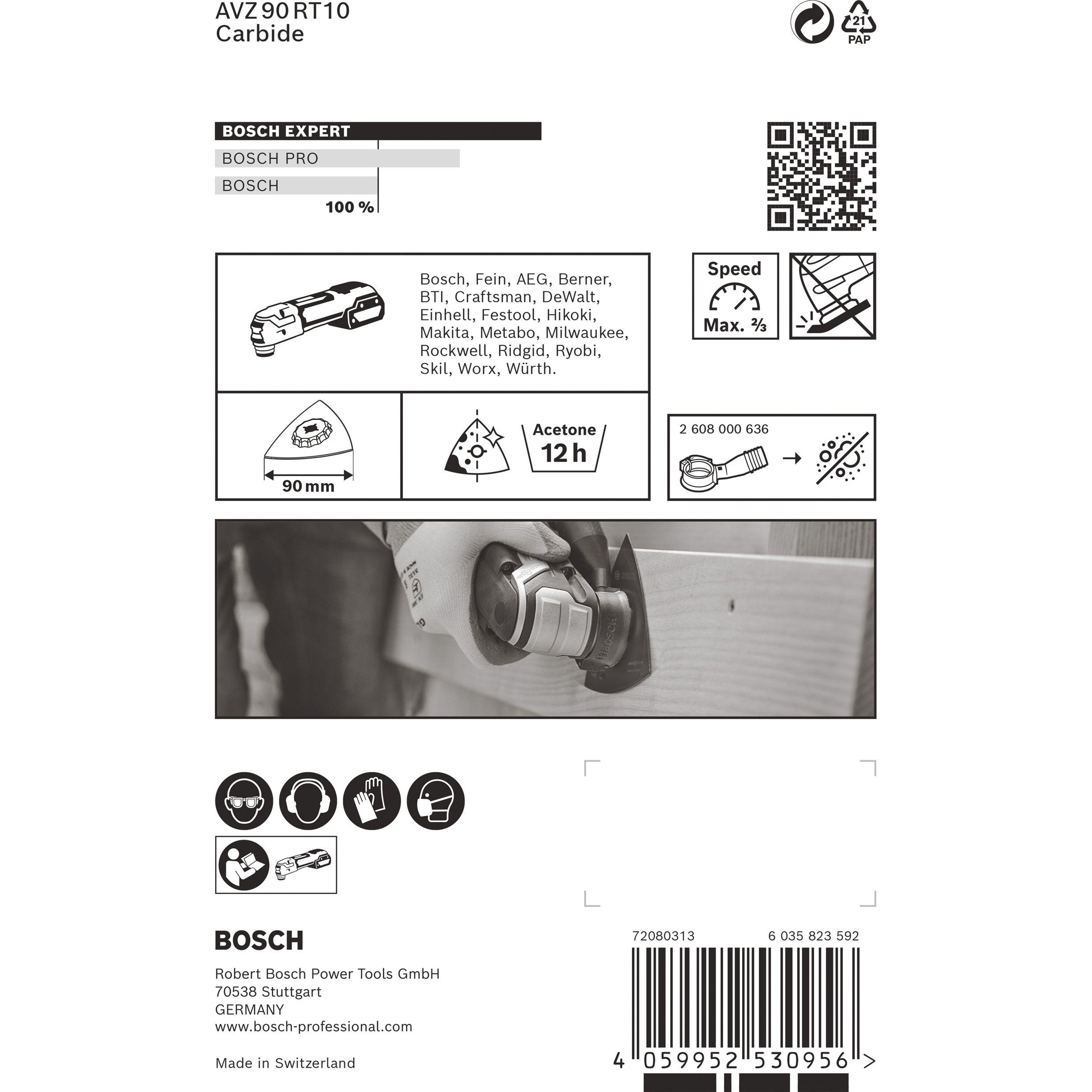 Disco de Lixar BOSCH Expert Carbide AVZ 90 RT10 MultiMaterial (Madeira - 90 mm - Cinzento), miniatura 3