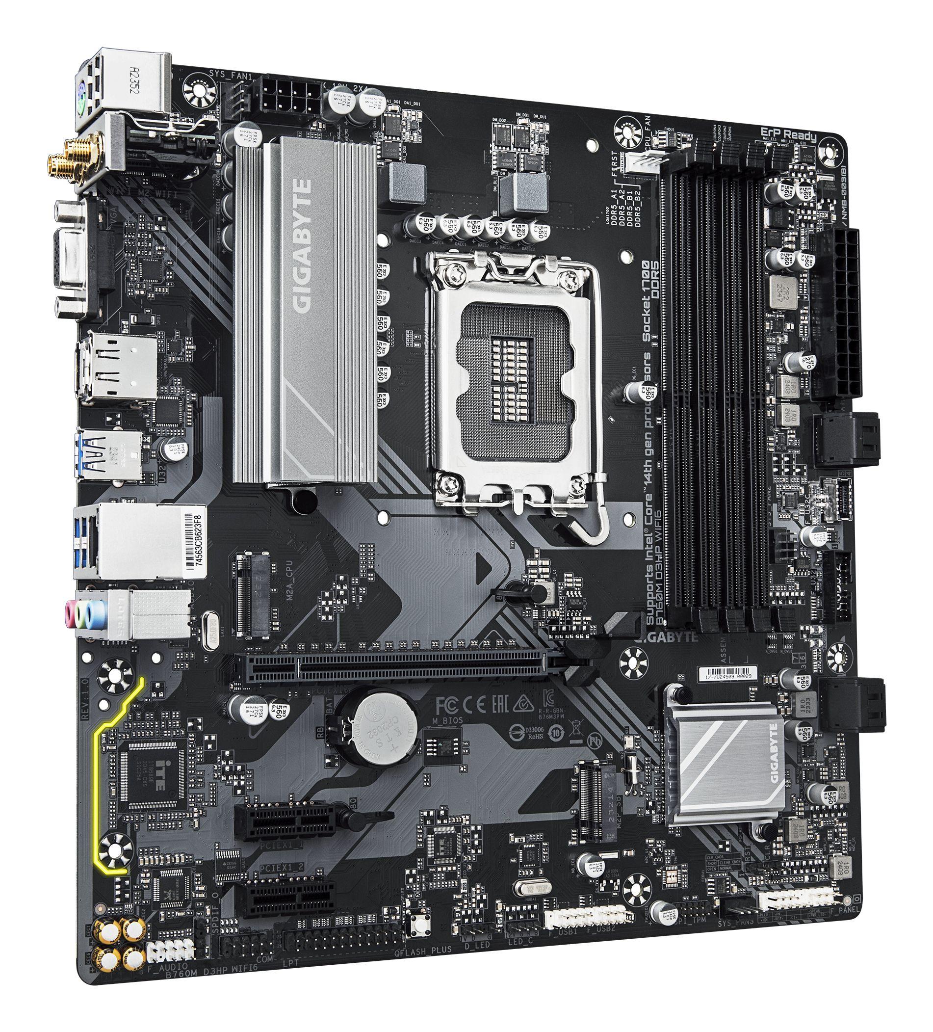 Motherboard GIGABYTE B760M D3HP WIFI6 (LGA 1700 - micro ATX - Duplo canal - Castanho escuro), miniatura 3