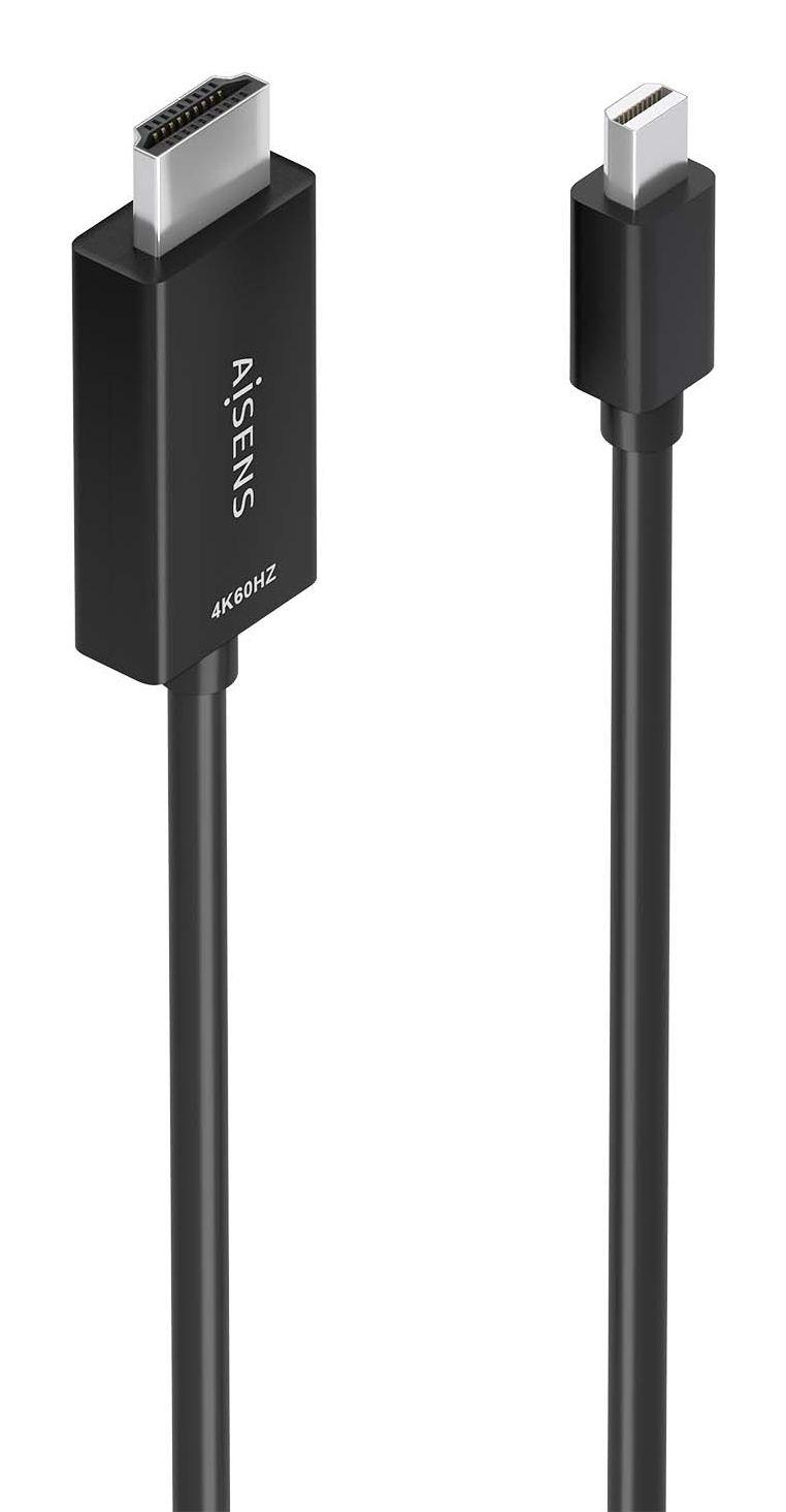 Cabo Conversor AISENS A125-0888 (2 m - HDMI Type A - Mini DisplayPort - Preto)