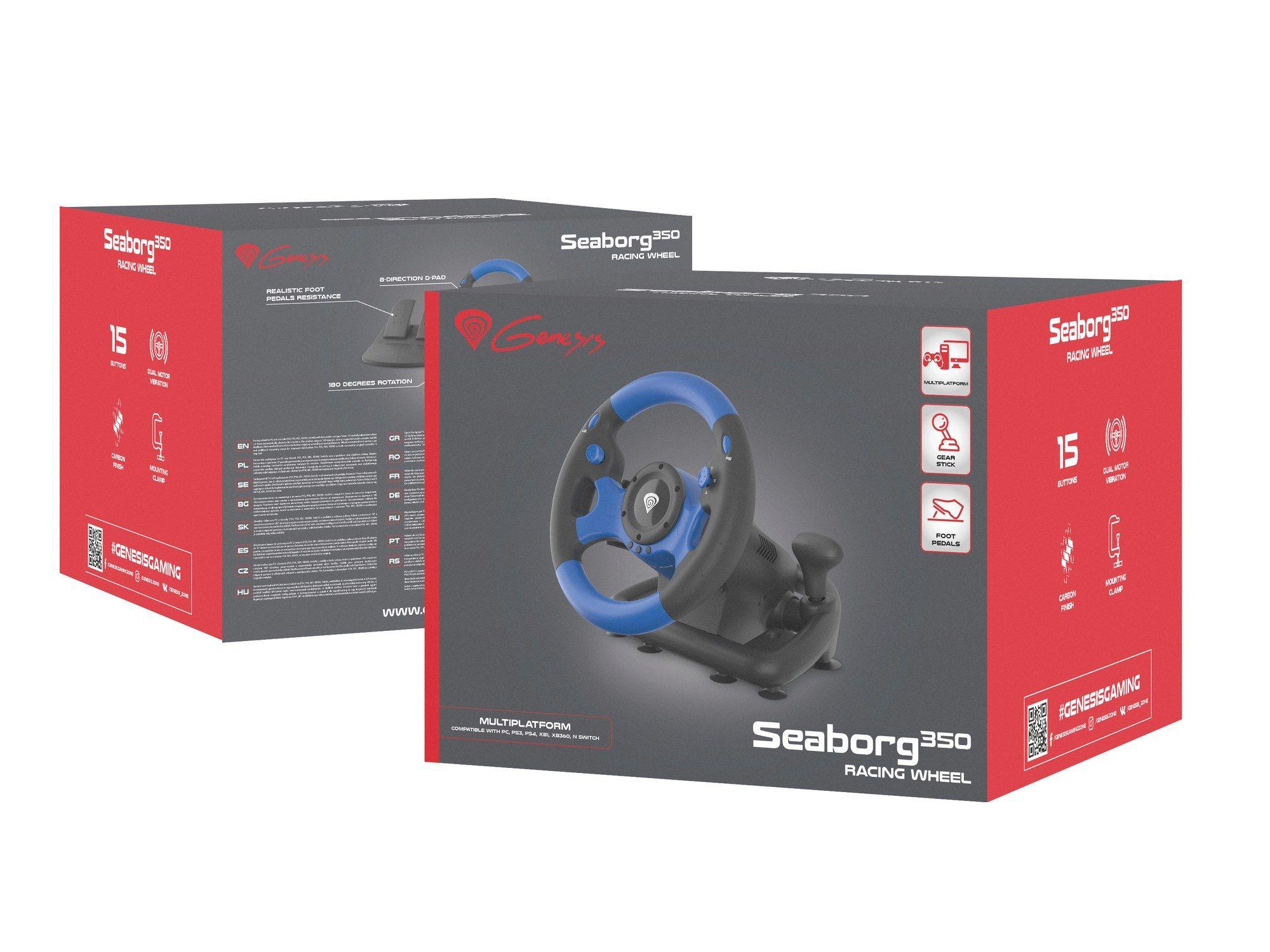 Volante e Pedais Gaming GENESIS Seaborg 350 (Com fios - Preto e Azul), miniatura 9