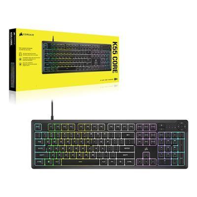 Teclado CORSAIR K55 CORE RGB (DE - Membrana Rubberdome - USB com fios - Preto) — miniatura 2