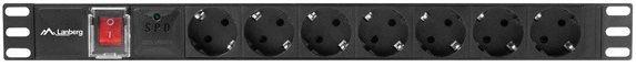 Bloco de Tomadas para Rack LANBERG PDU-07F-0200-BK (19 polegadas - Tipo F - Preto) — miniatura 2