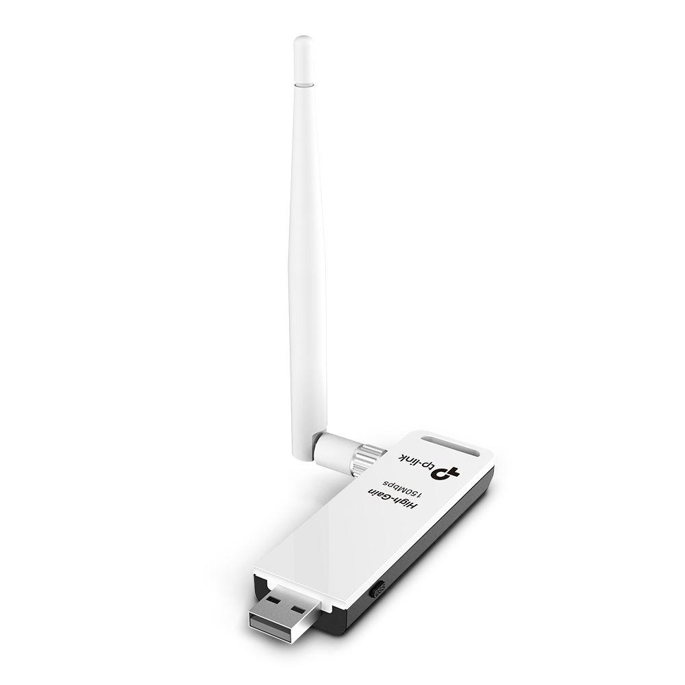 Adaptador USB Wi-Fi TP-LINK TL-WN722N (Wi-Fi 4 - 150 Mbit/s - Single-band - Branco e Preto) — miniatura 3