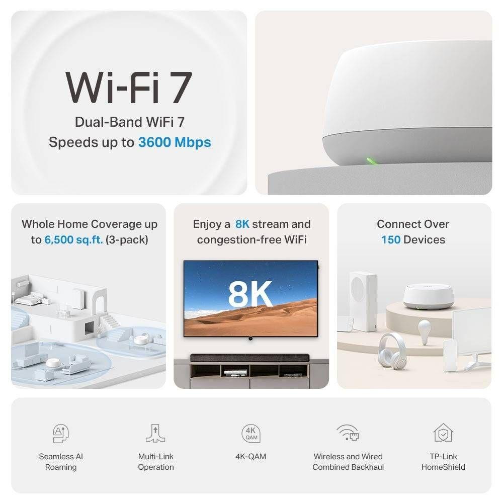 Sistema Mesh TP-LINK Deco BE22 (Wi-Fi 7 - 3570 Mbit/s - Banda dupla - Branco) — miniatura 3