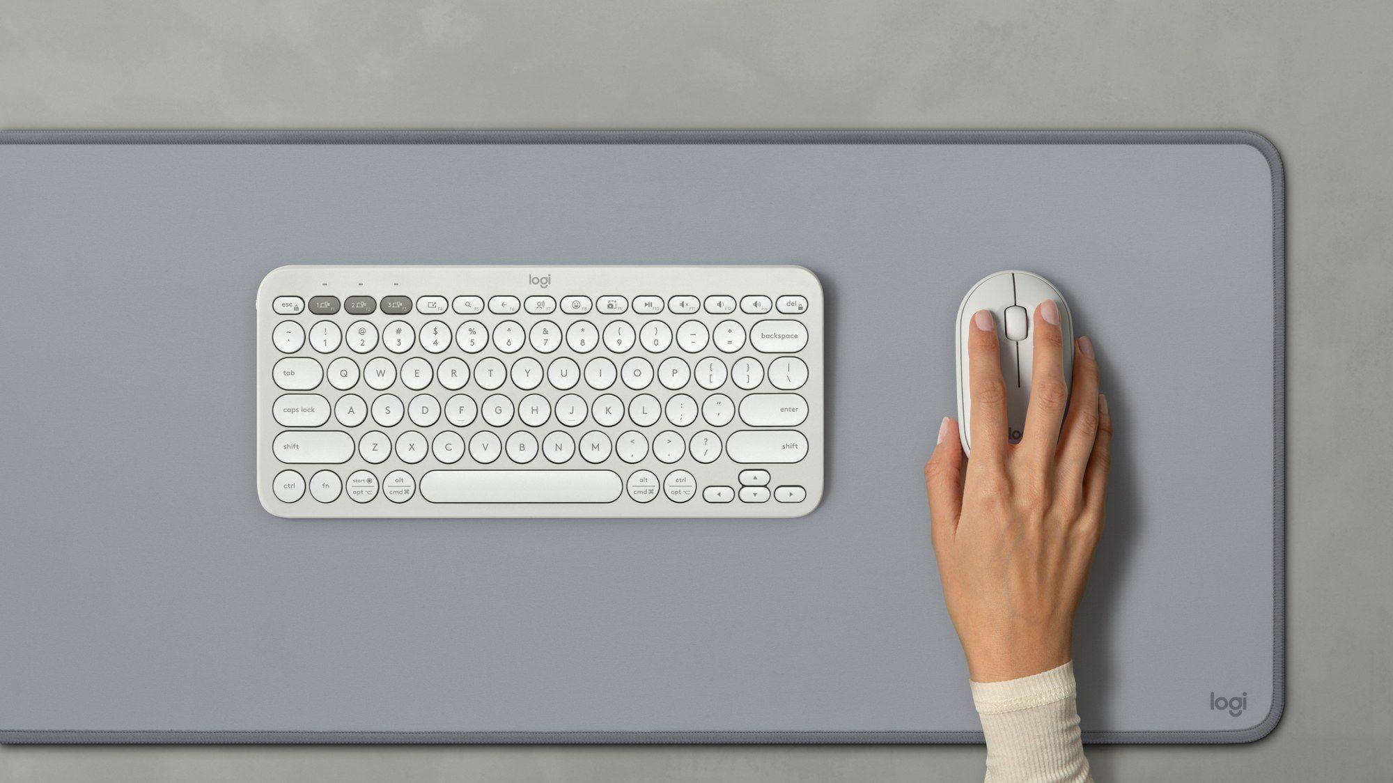 Conjunto de Teclado e Rato LOGITECH Pebble 2 Combo (Francês - Teclas tesoura - Mini - Branco), miniatura 7