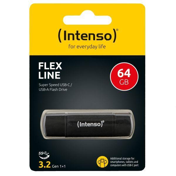 Pen USB INTENSO Flex Line 64GB USB 3.2 Gen 1x1 (Com tampa - USB-A / USB-C - 70 MB/s - Preto), miniatura 2