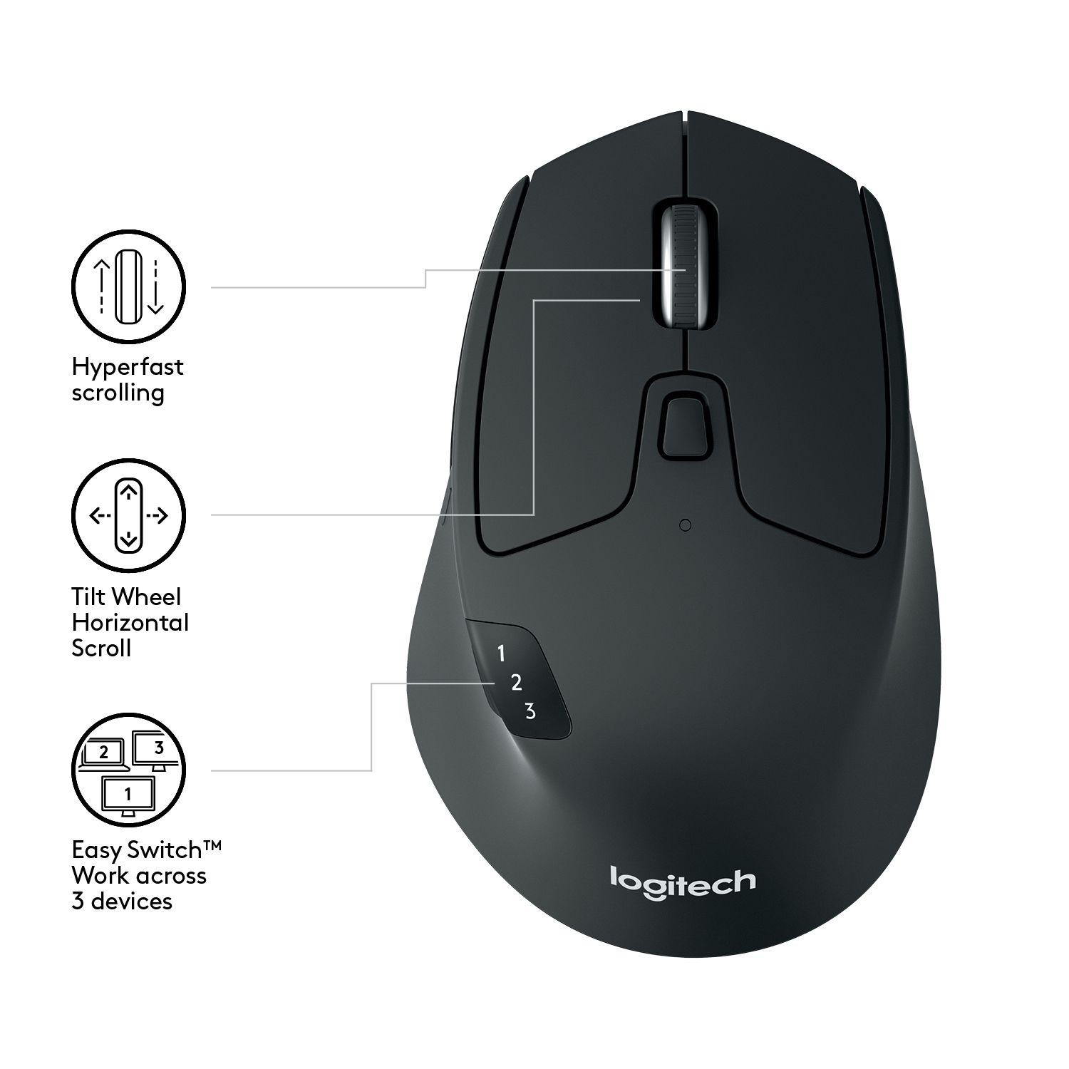 Rato LOGITECH M720 Triathlon (Mão direita - 1000 DPI - Ótico - Preto) — miniatura 8
