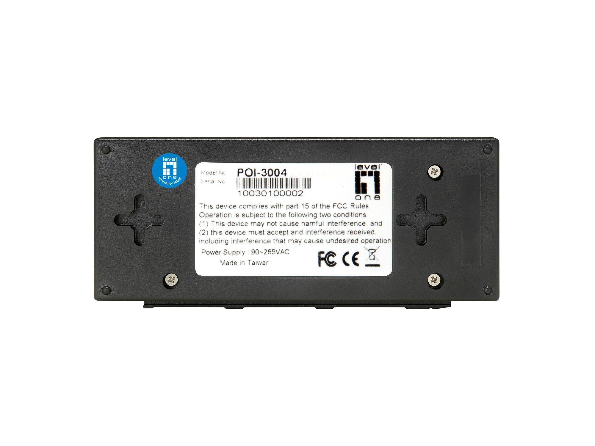 Injetor PoE LEVELONE POI-3004 (Gigabit Ethernet - 1 unidade - 10, 100, 1000 Mbit/s - Preto), miniatura 3