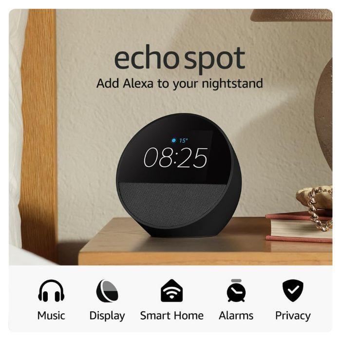 Coluna Inteligente com Relógio AMAZON Echo Spot 2024 (Ecrã 2,83" - Alexa - Preto) — miniatura 3