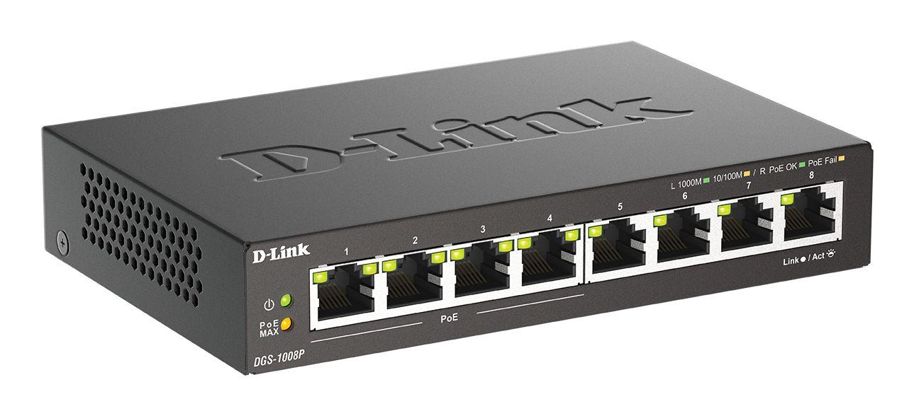 Switch D-LINK DGS-1008P/E (Gigabit Ethernet - 0,256 MB - 16 Gbit/s - Preto) — miniatura 2