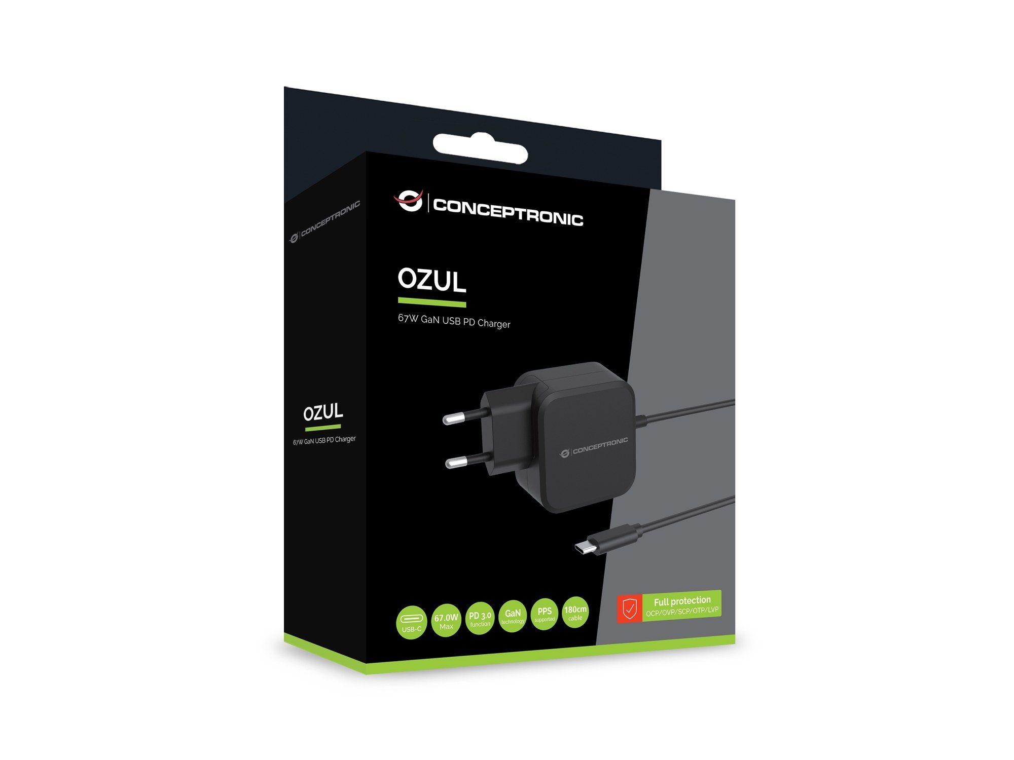 Carregador de Parede USB-C CONCEPTRONIC OZUL04BE (Universal - Preto), miniatura 3