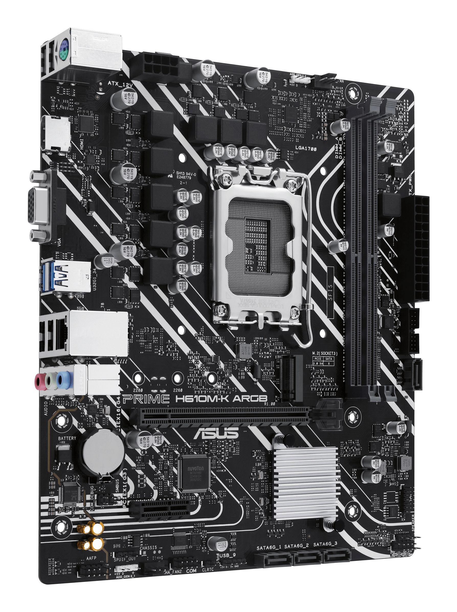 Motherboard ASUS PRIME H610M-K ARGB (LGA 1700 - micro ATX - Duplo canal) — miniatura 3