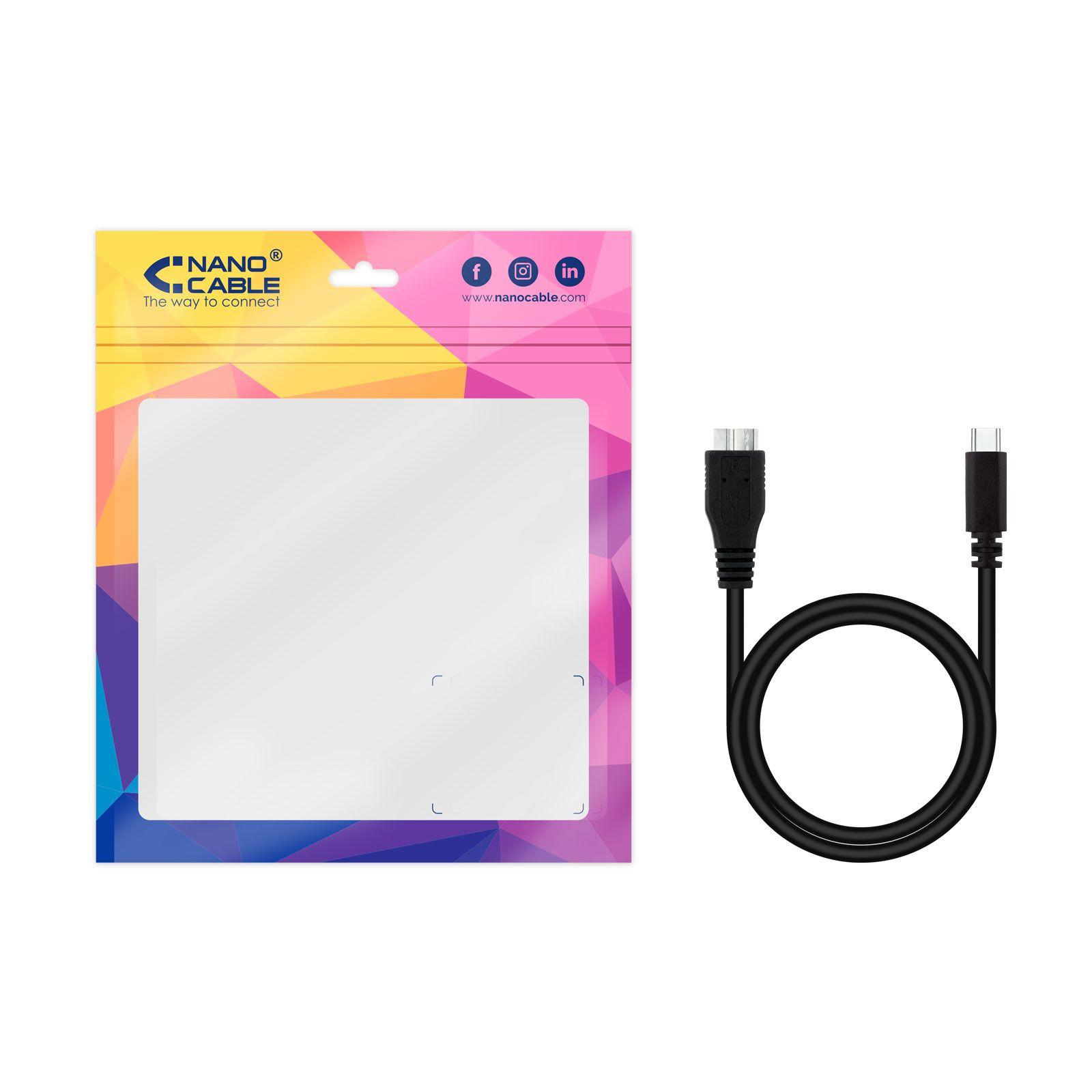 Cabo USB NANOCABLE 10.01.1201-BK (1 m - USB-C - Micro-USB B - Preto), miniatura 4