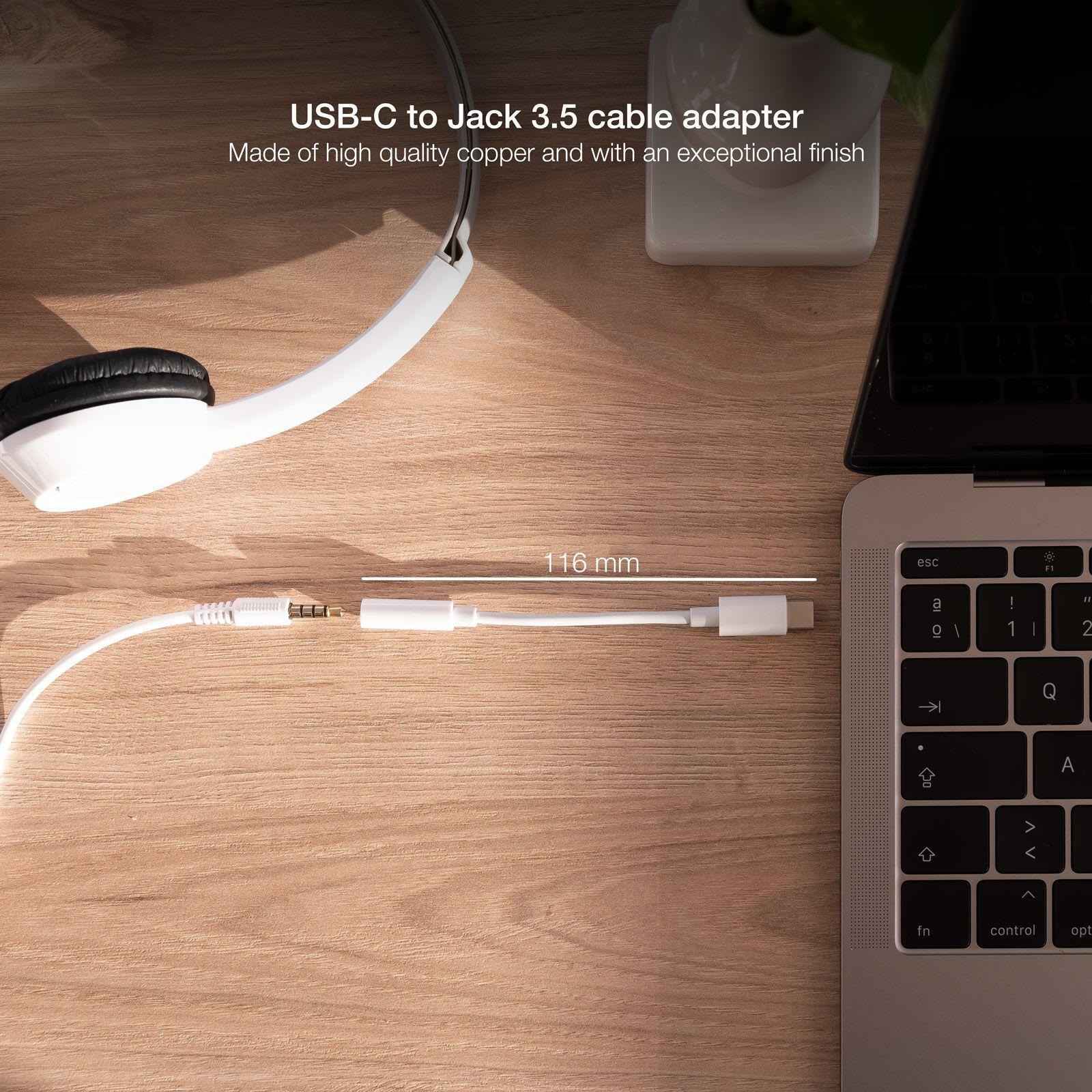 Adaptador de Áudio USB-C para Jack 3,5 mm NANOCABLE 10.24.1205-W (0,11 m - USB Type-C - 3.5mm - Branco) — miniatura 3