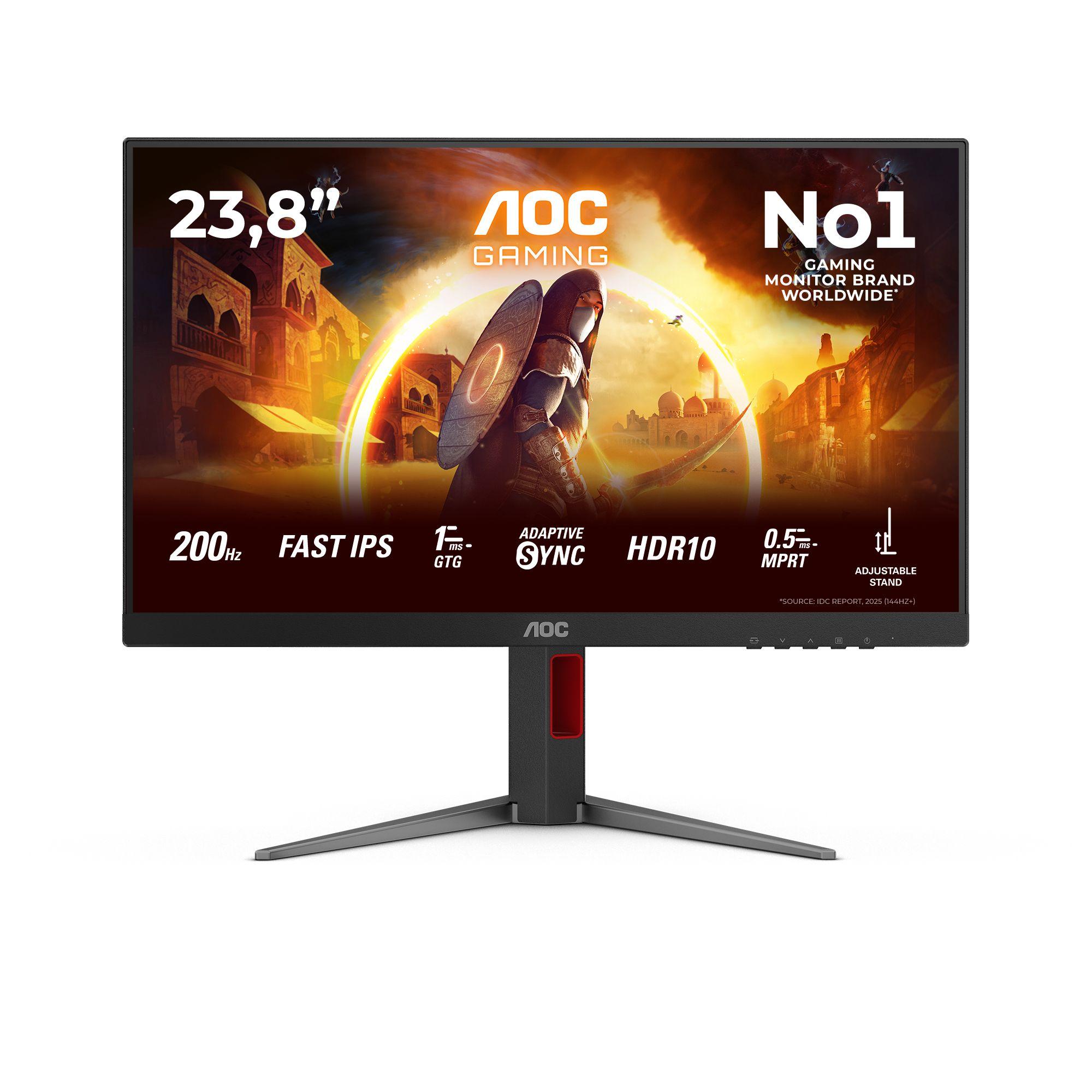 Monitor AOC 24G4HA (23,8" - Fast IPS - 200 Hz - Preto e Vermelho)