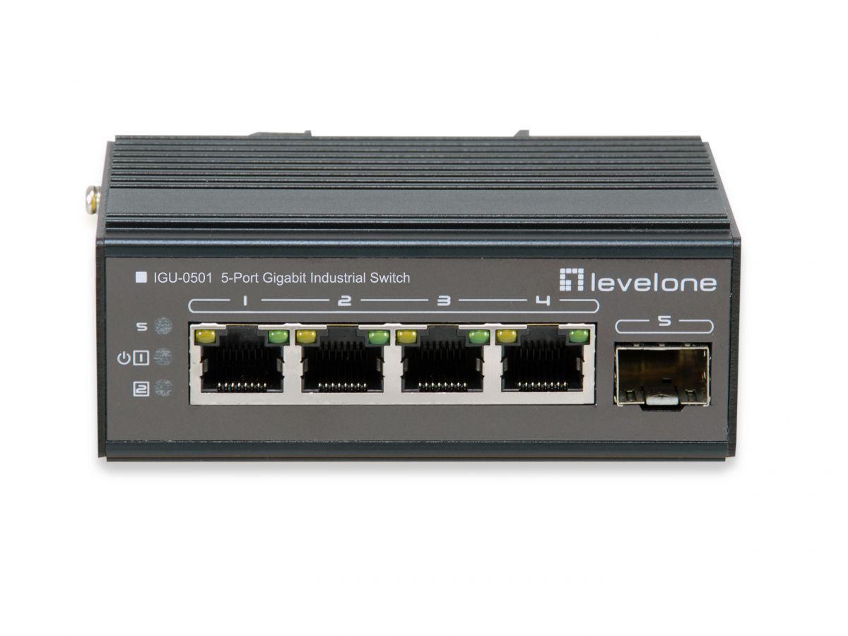 Switch Industrial LEVELONE IGU-0501 (Gigabit Ethernet - 1 MB - 10 Gbit/s - Preto)