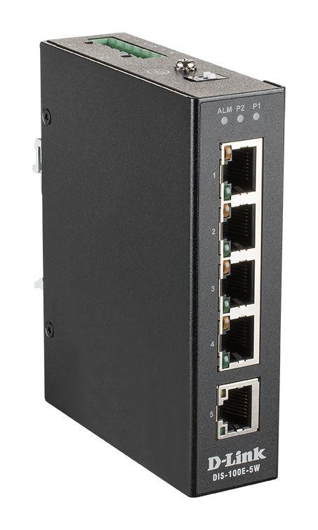Switch Industrial D-LINK DIS-100E-5W (Fast Ethernet - L2 - Preto)