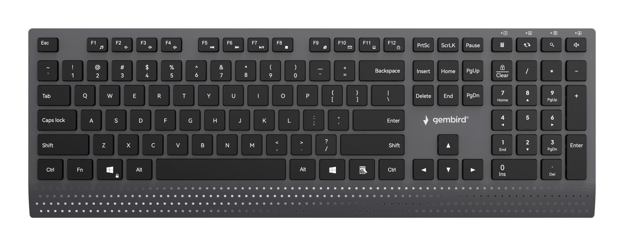 Teclado GEMBIRD KB-MCH-06 (US - Fino - Com fios - Preto)