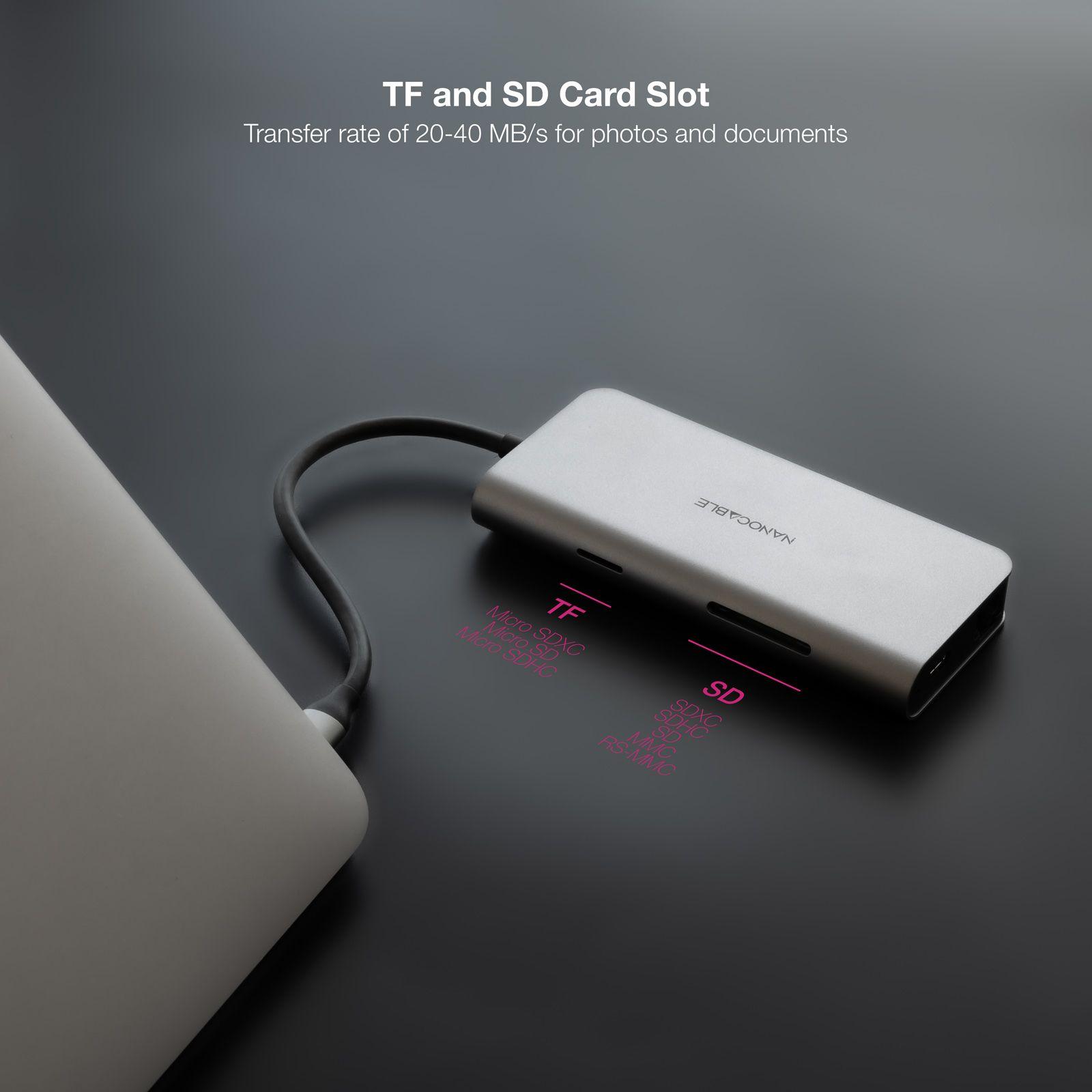 Hub USB-C NANOCABLE 10.16.4609 (0,18 m - Cinzento) — miniatura 4