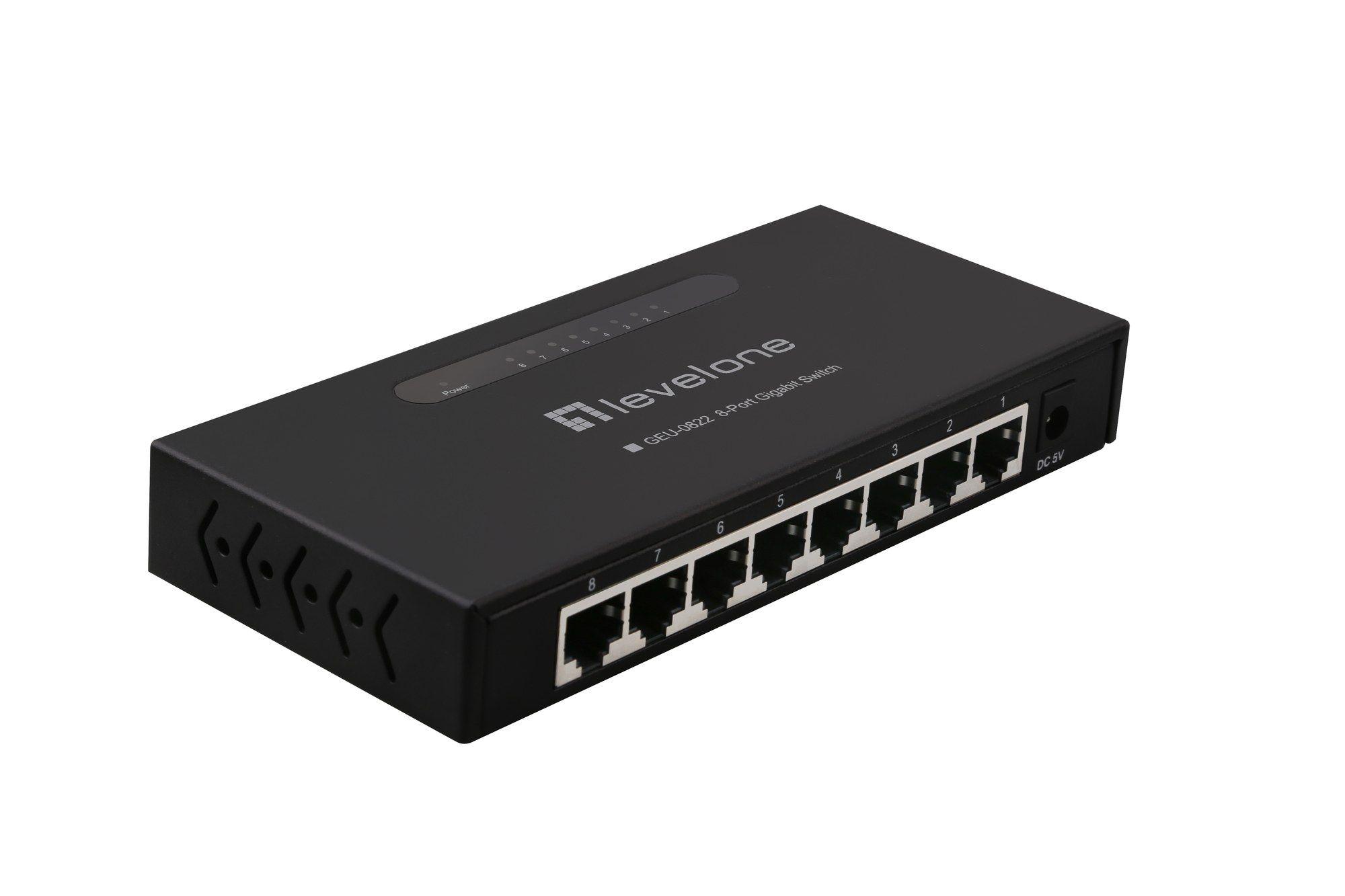 Switch LEVELONE GEU-0822 (Gigabit Ethernet - 1,5 MB - 1000 Gbit/s - Preto)