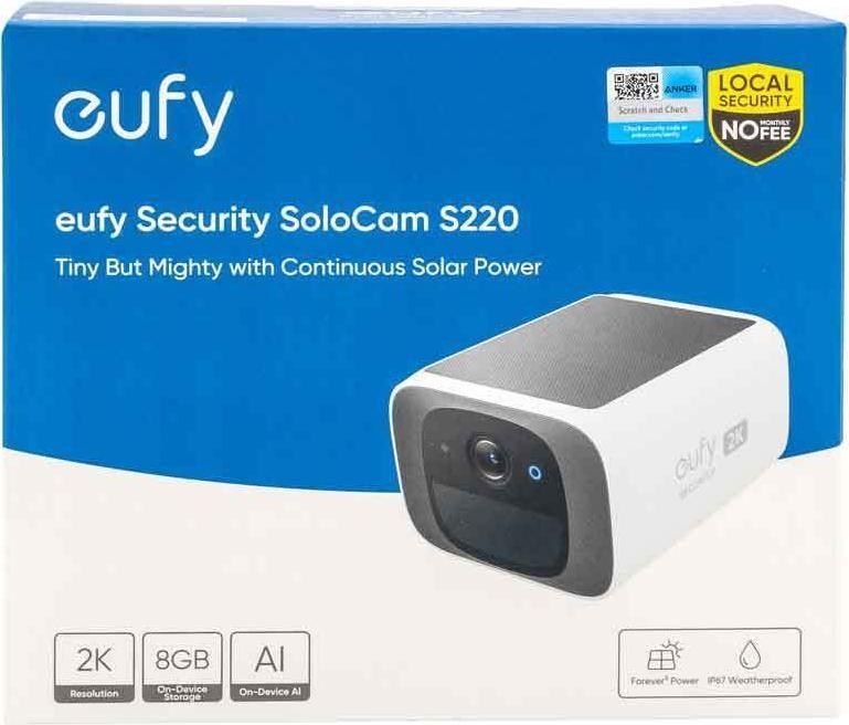 Câmara de Vigilância IP ANKER Eufy SoloCam S220 (Interior e exterior - 2K - IP67 - Branco e Preto)