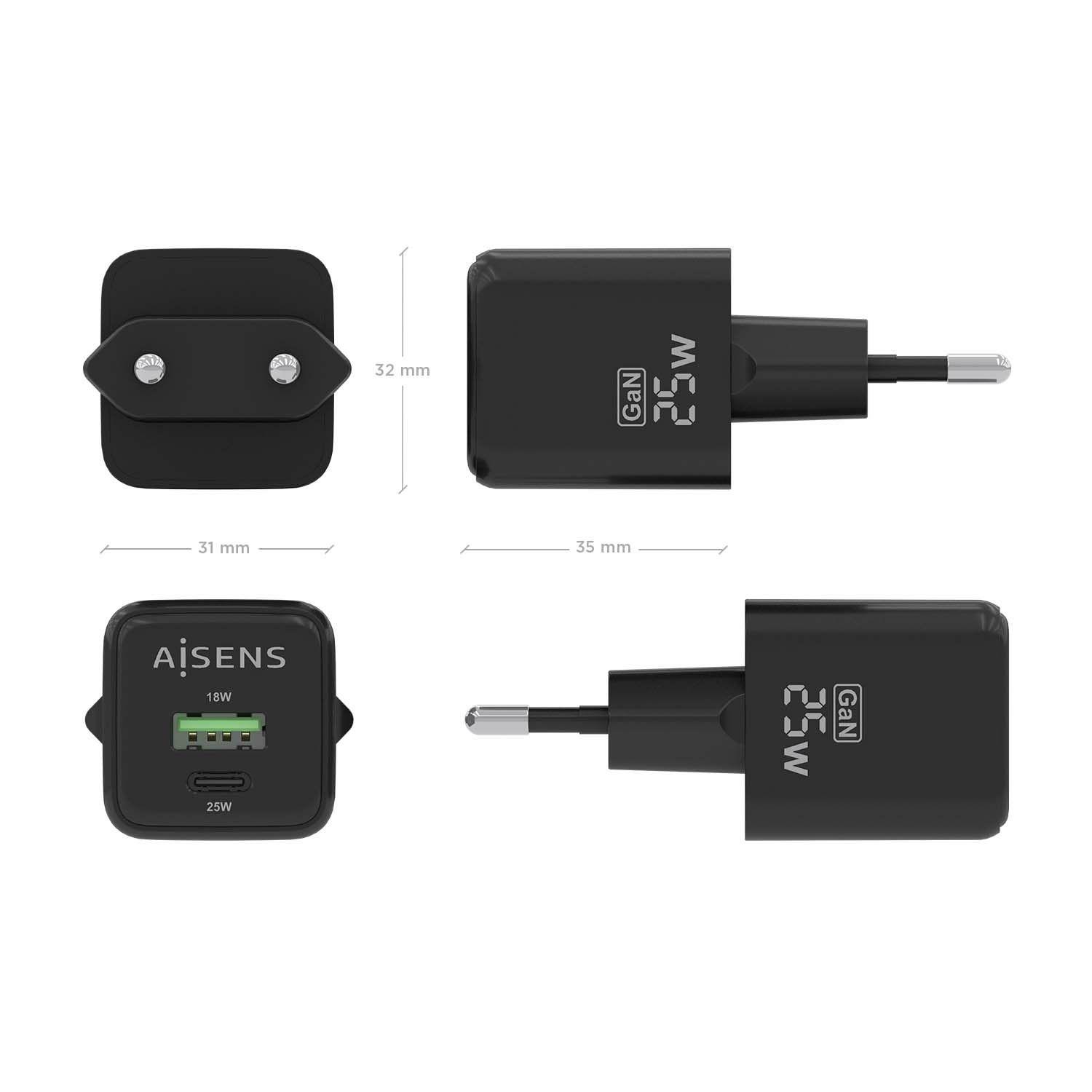 Carregador USB AISENS ASCH-25W2P015-BK (25 W - Preto), miniatura 4