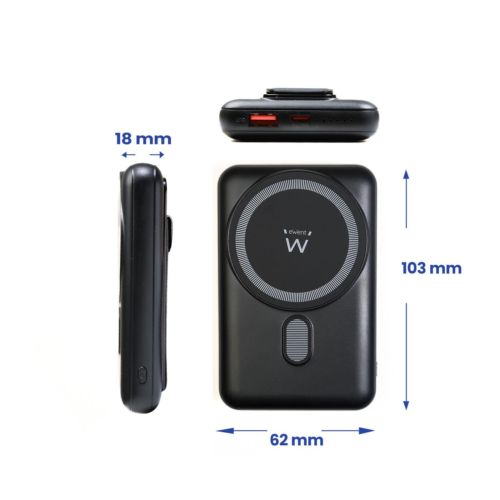 Powerbank EWENT EW1162 (10000 mAh - 22,5 W - Micro-USB + USB Type-C - Preto), miniatura 2