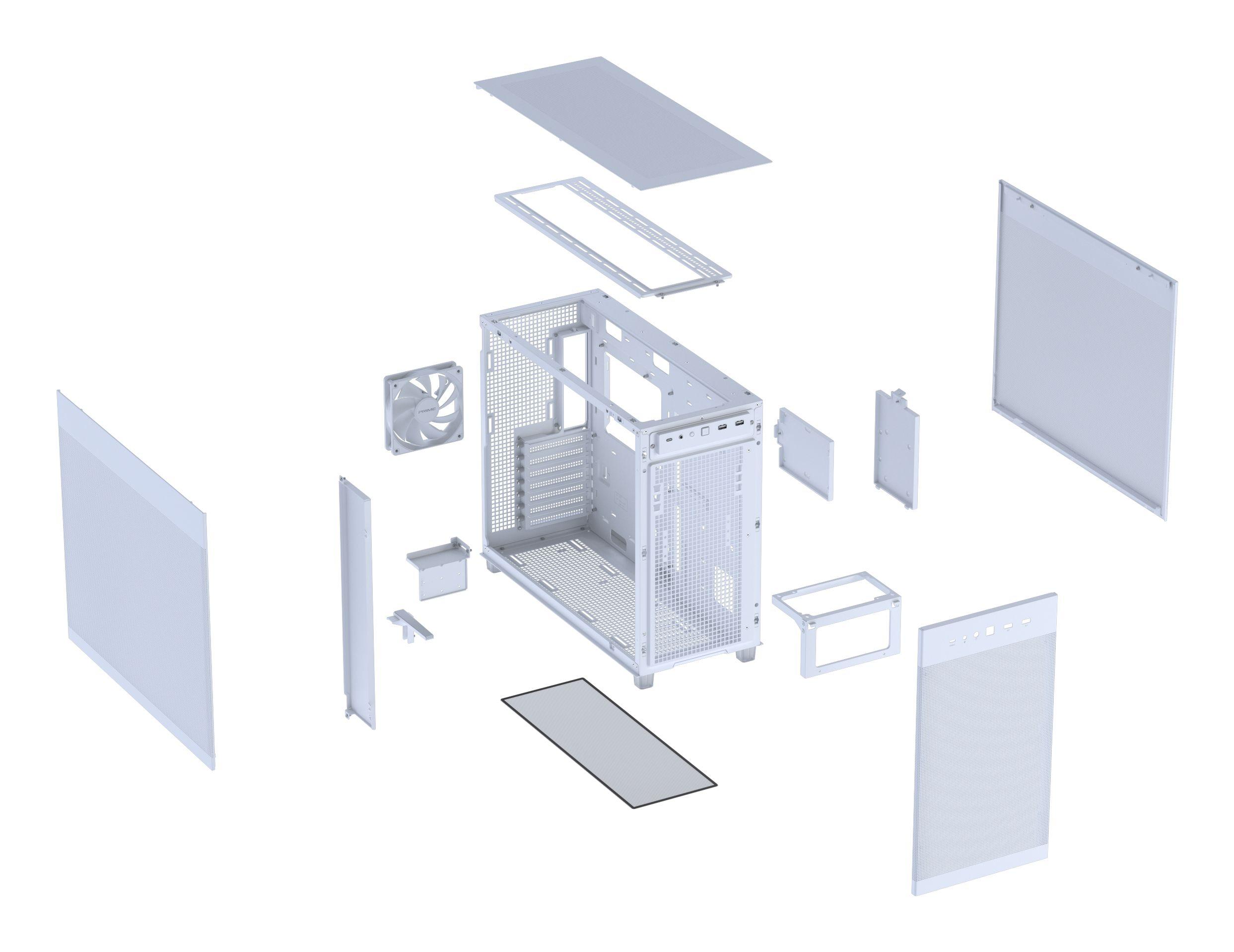 Caixa PC ASUS PRIME AP303 Mesh (ATX, micro-ATX, Mini-ITX - Midi Tower - Metal - Branco) — miniatura 12