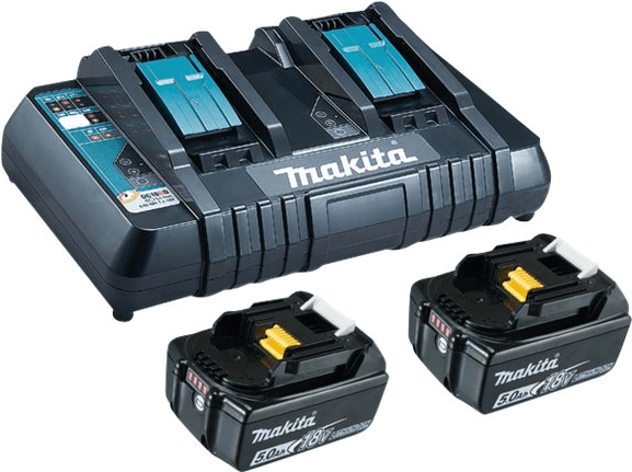 Kit de Baterias e Carregador MAKITA 199482-2 (18V - 2 x 5,0 Ah - Carregador Rápido Duplo DC18RD)