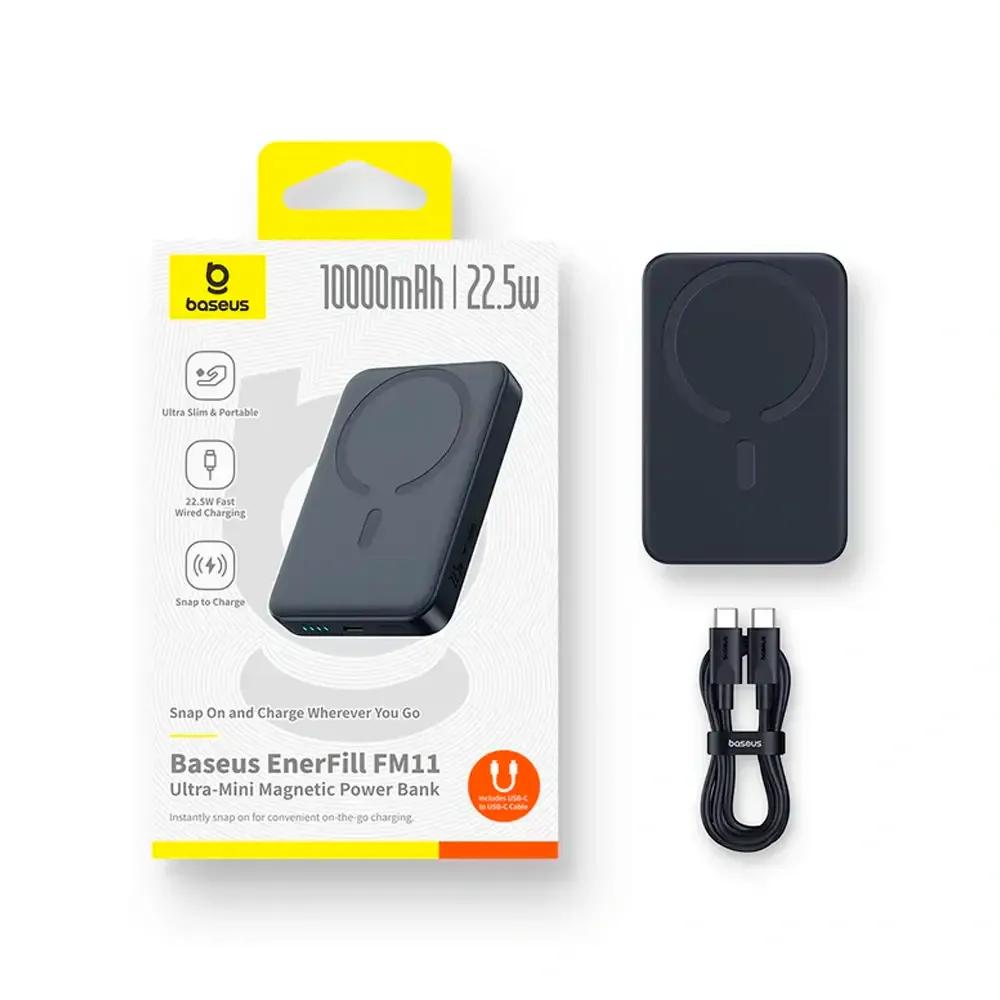 Bateria Externa BASEUS EnerFill FM11 Ultra-Mini Magnetic (10000 mAh - 20 W - USB Tipo-C - Preto) — miniatura 5