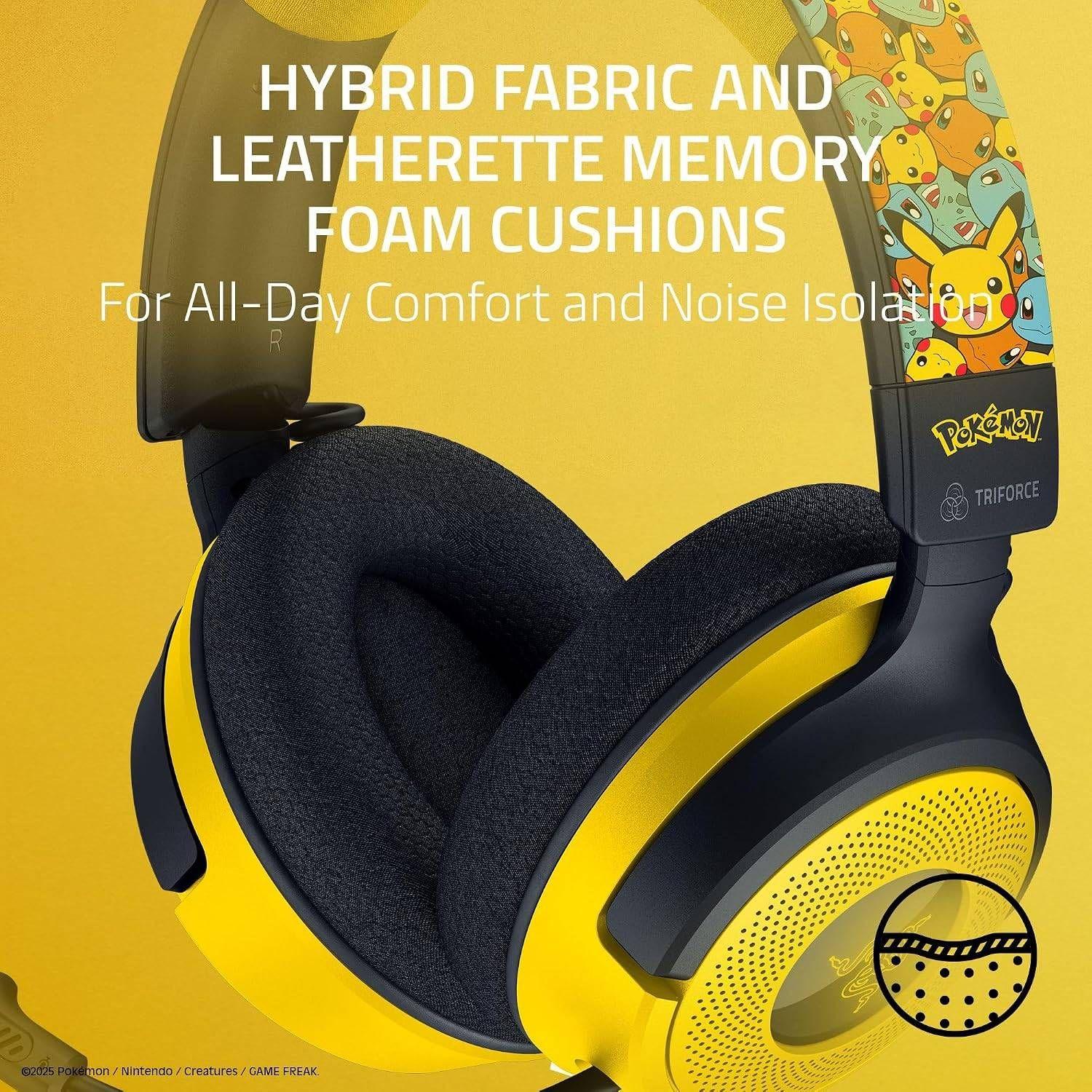 Headset Gaming RAZER Kraken V4 X Pokémon Kanto Starters Edition (Binaural - Com fios - Supra-aural - Preto e Amarelo), miniatura 6