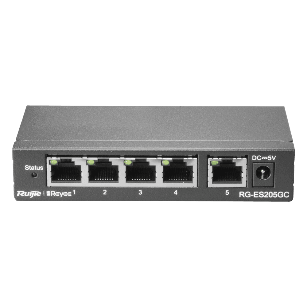 Switch de Rede Gerível REYEE RG-ES205GC (RJ45 Gigabit Ethernet - 10/100/1000 Mbps - Gerível L2)