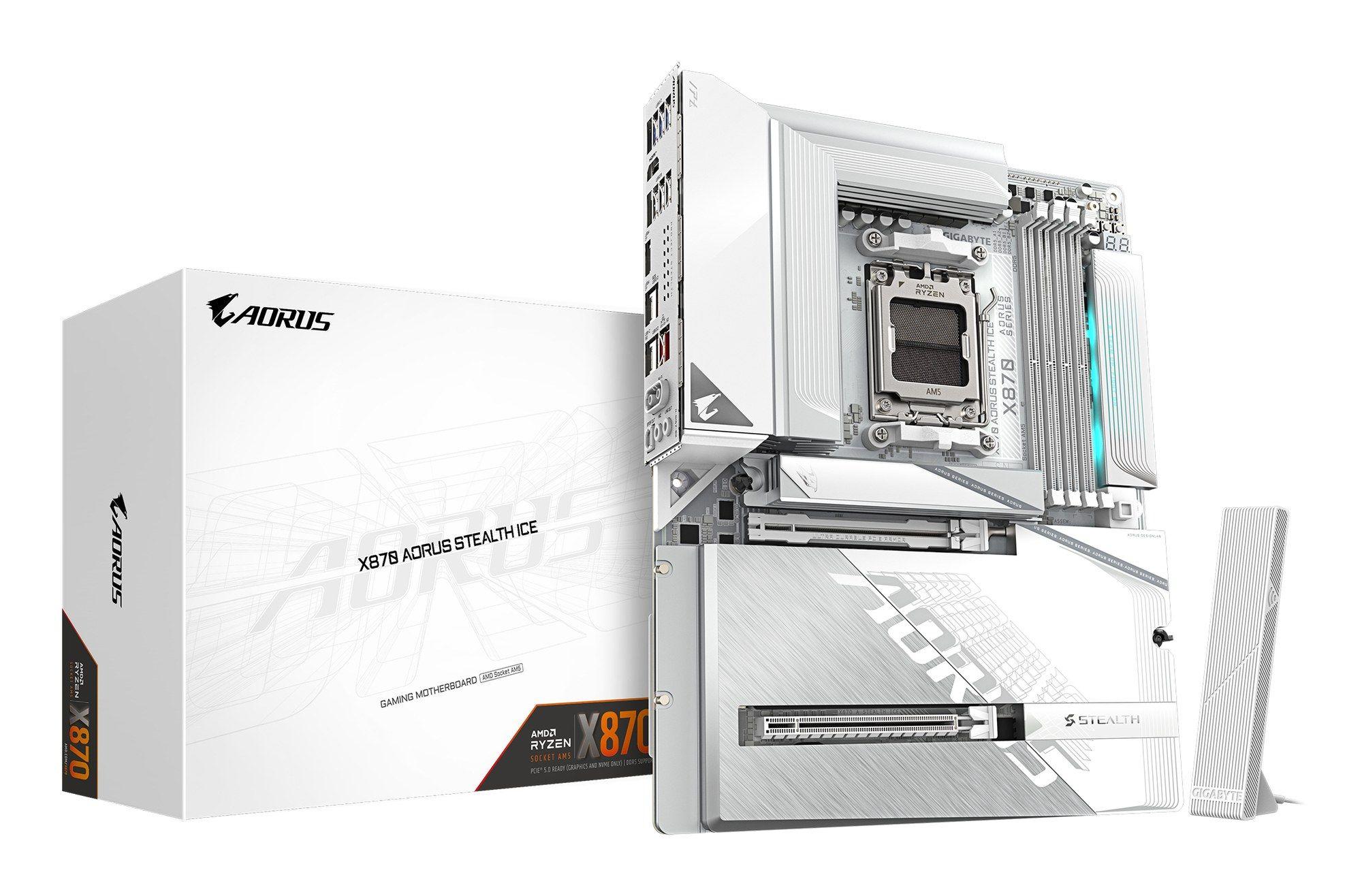 Motherboard GIGABYTE X870 AORUS STEALTH ICE (AM5 - ATX - Duplo canal - Branco)
