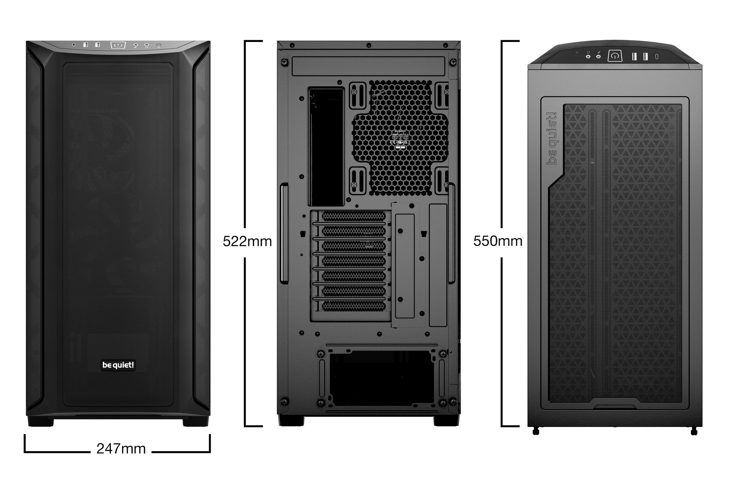 Caixa PC BE QUIET! Shadow Base 800 (ATX, EATX, micro ATX, Mini-ITX - Mid Tower - EATX, Mini-ITX, ATX, micro-ATX - Preto) — miniatura 2